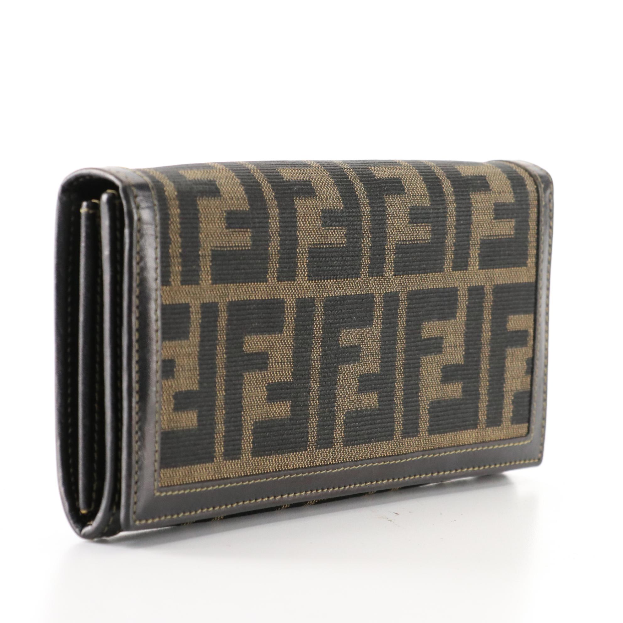 Fendi Zucca Canvas and Leather Continental Wallet