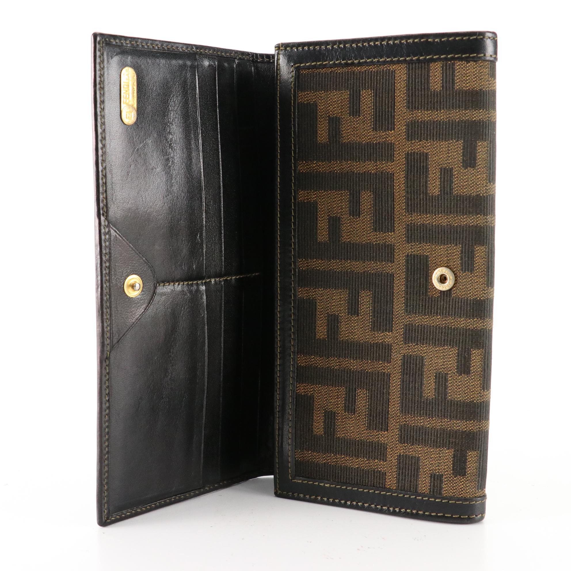 Fendi Zucca Canvas and Leather Continental Wallet