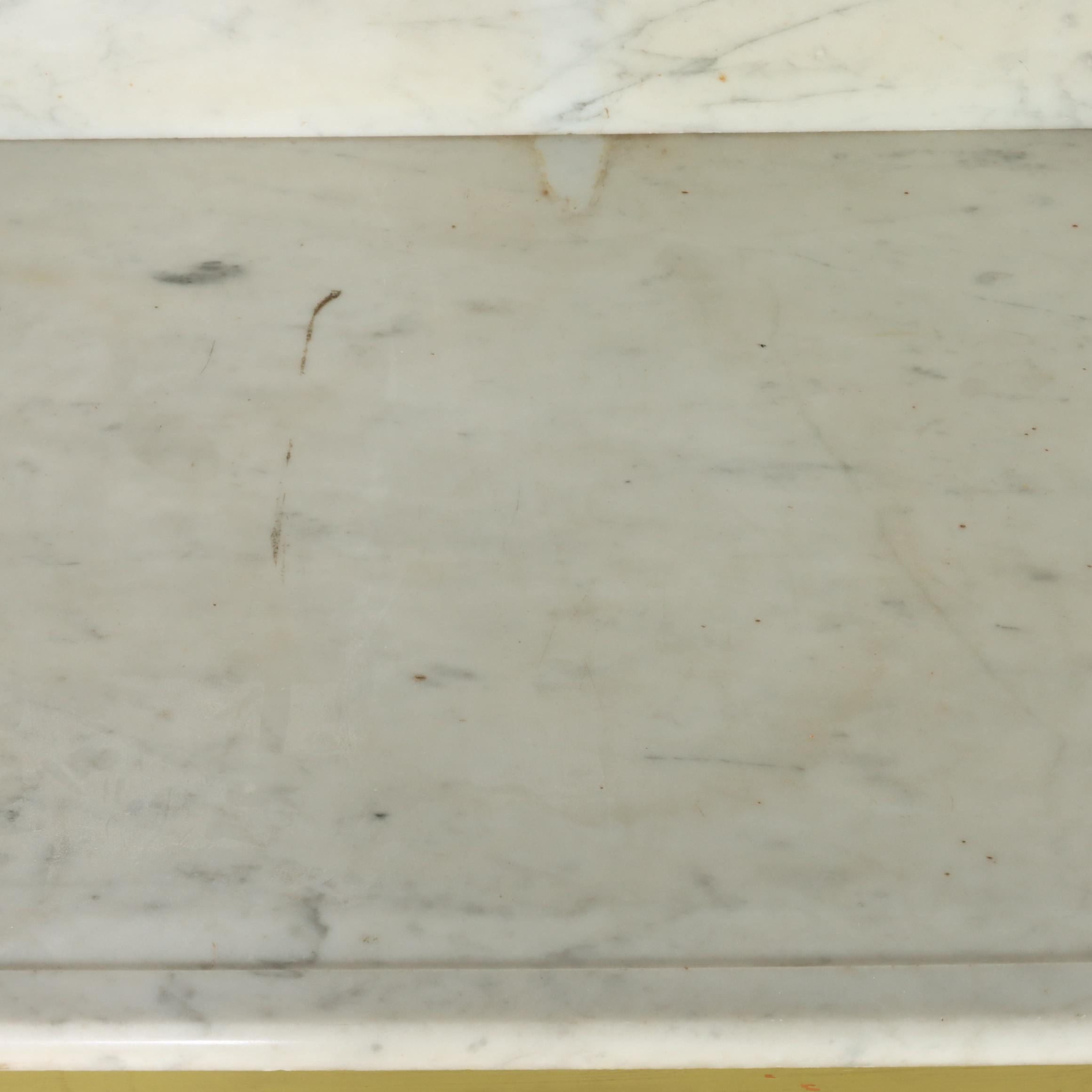 French Painted Fruitwood & White Marble Washstand, Late 19th/Early 20th Century