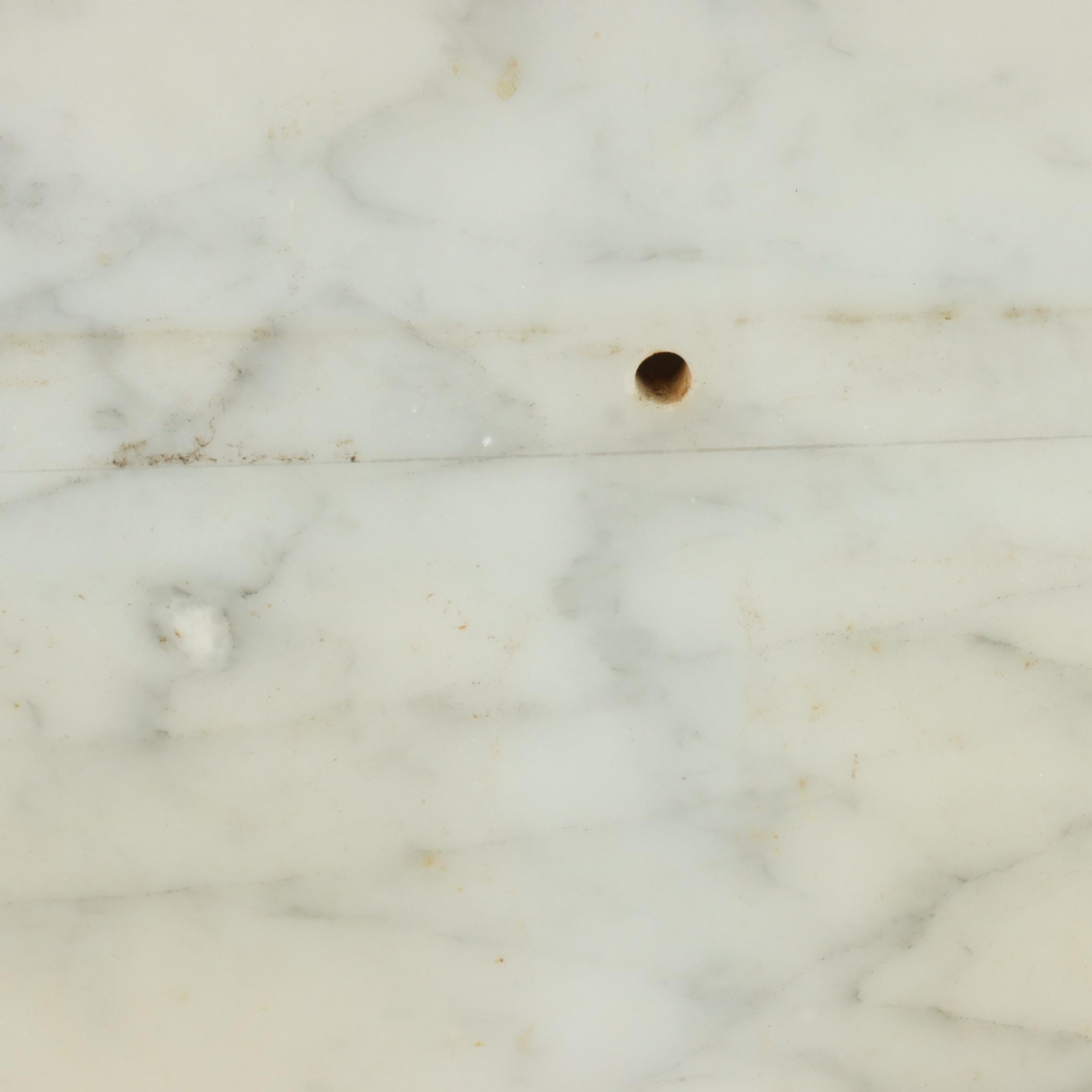 French Painted Fruitwood & White Marble Washstand, Late 19th/Early 20th Century