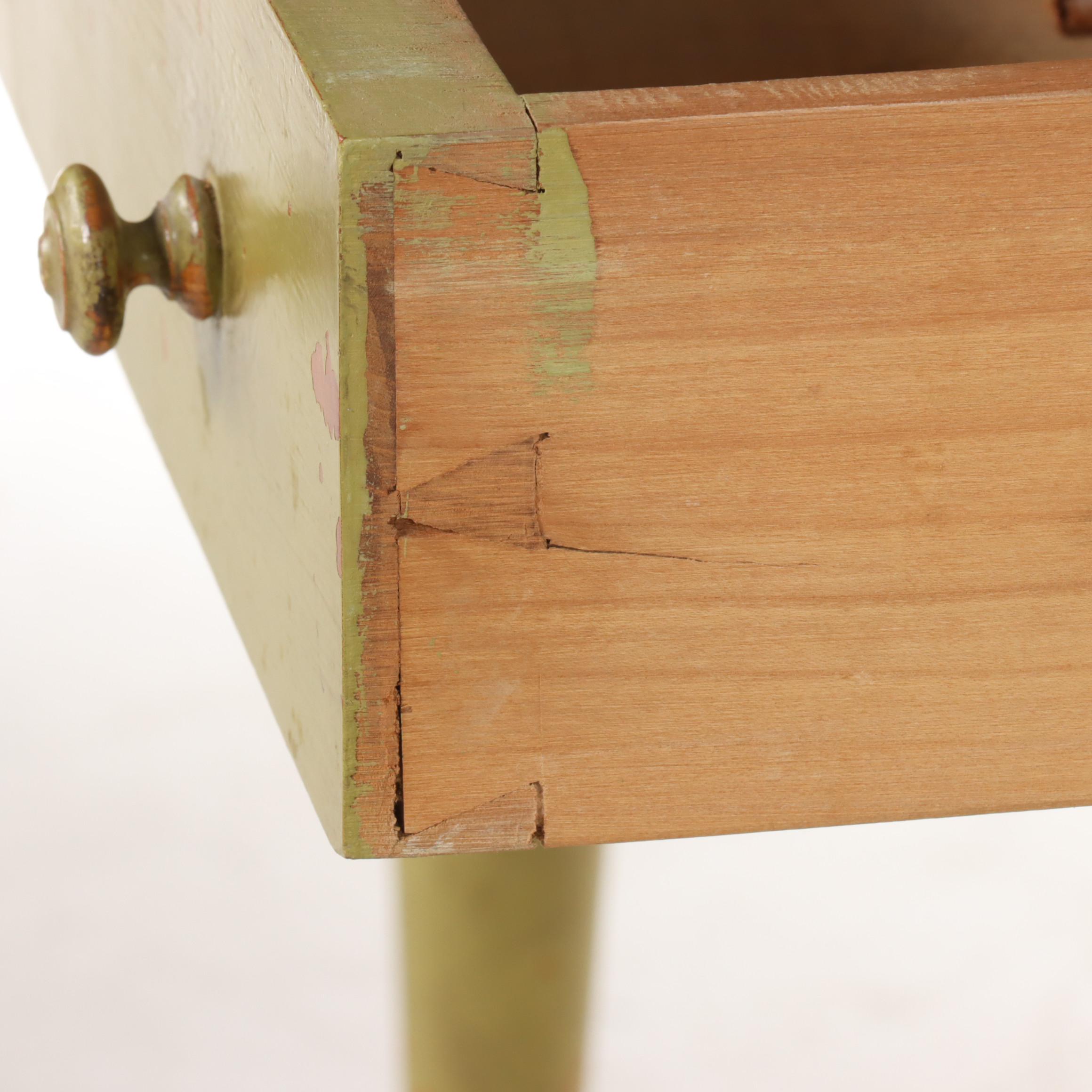French Painted Fruitwood & White Marble Washstand, Late 19th/Early 20th Century