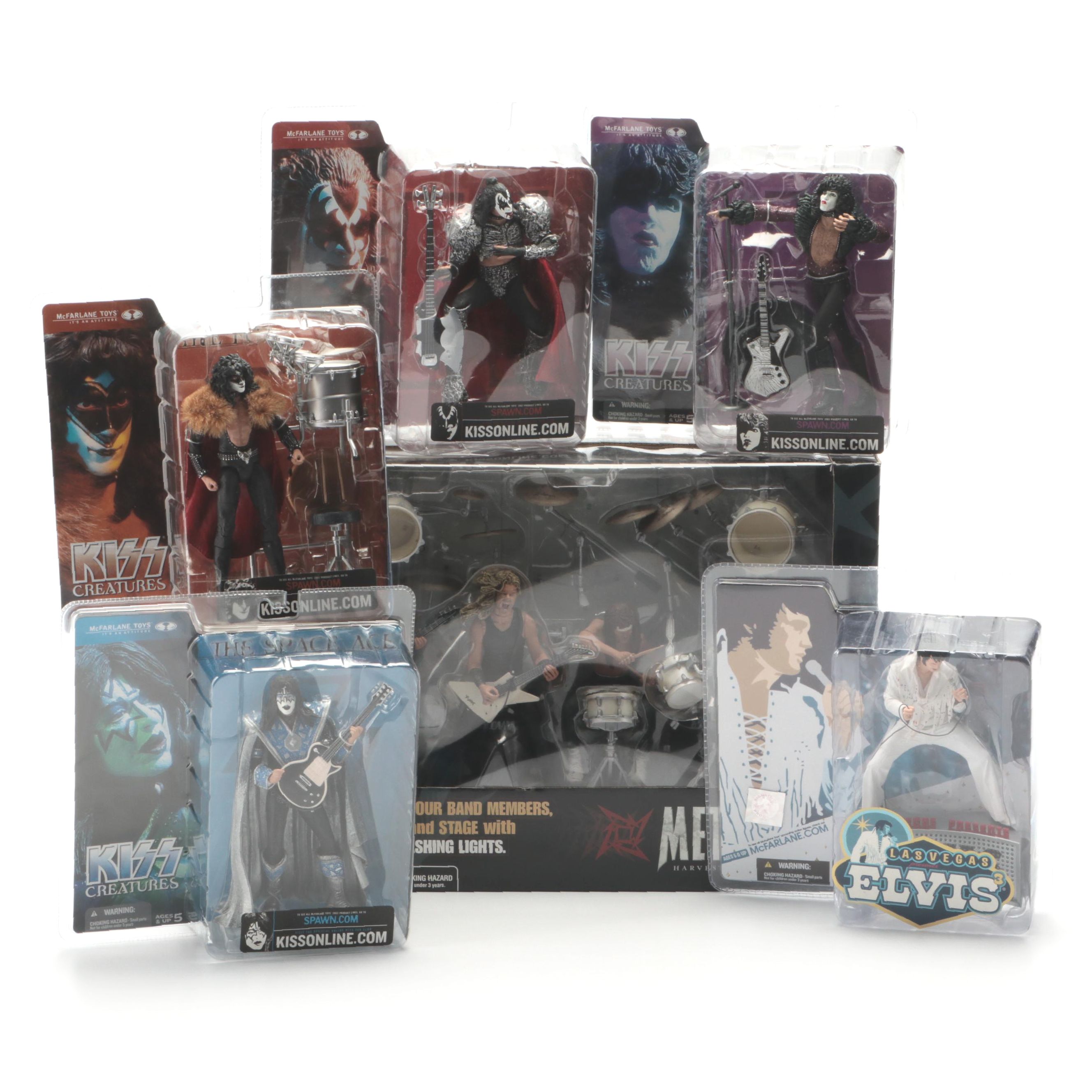 Metallica, Elvis Presley, and KISS Sealed McFarlane Action Figures