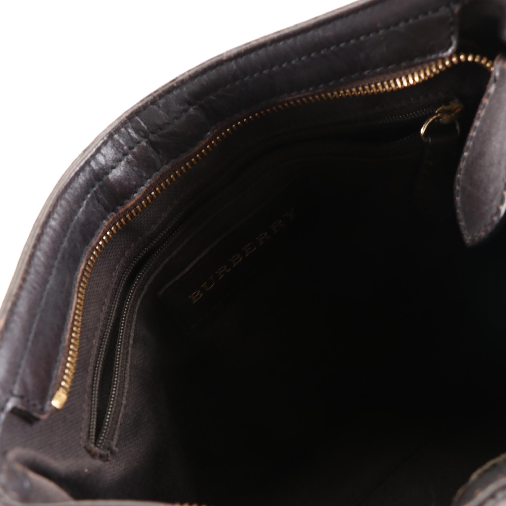 Burberry Crossbody Bag in Haymarket Check Coated Canvas and Brown Leather