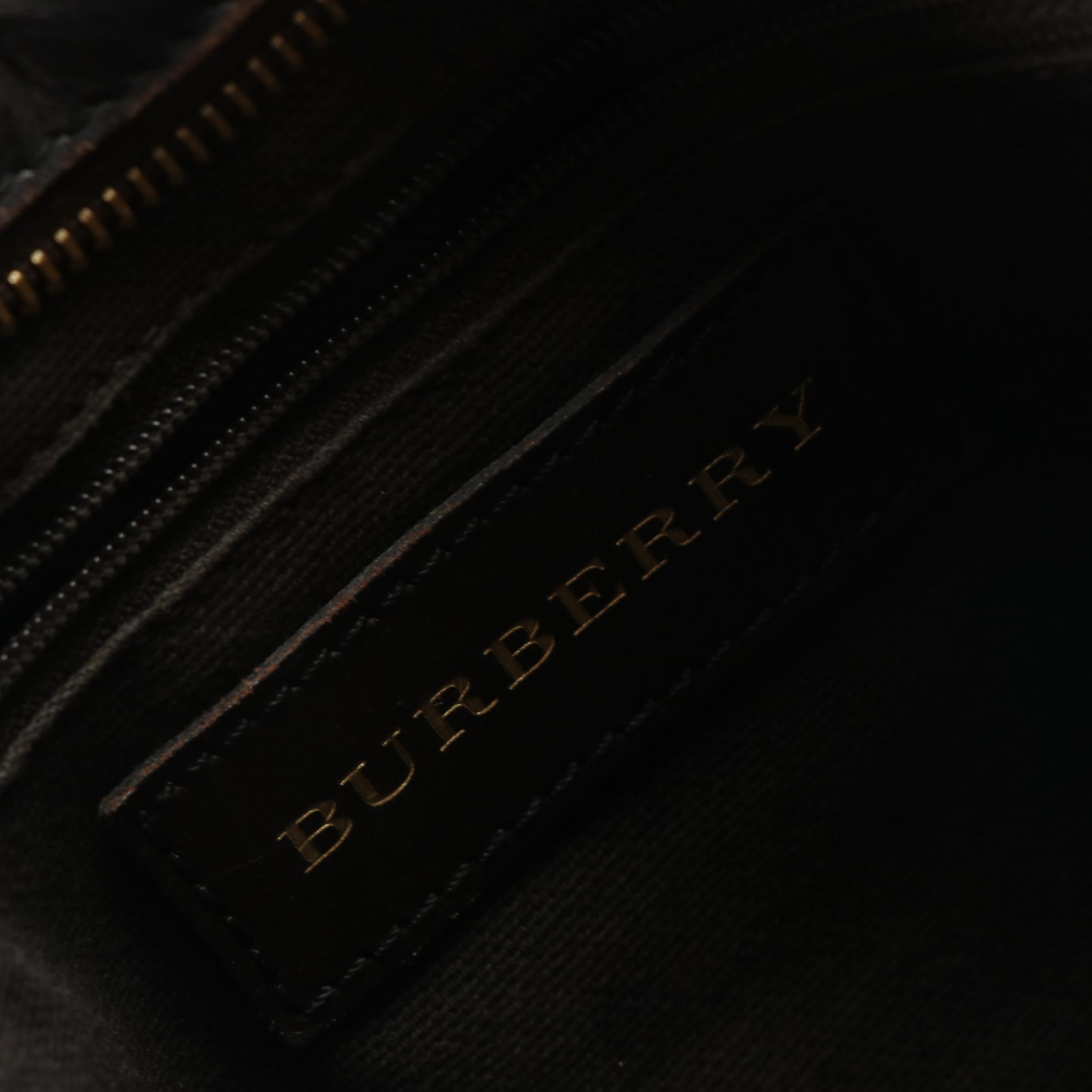 Burberry Crossbody Bag in Haymarket Check Coated Canvas and Brown Leather