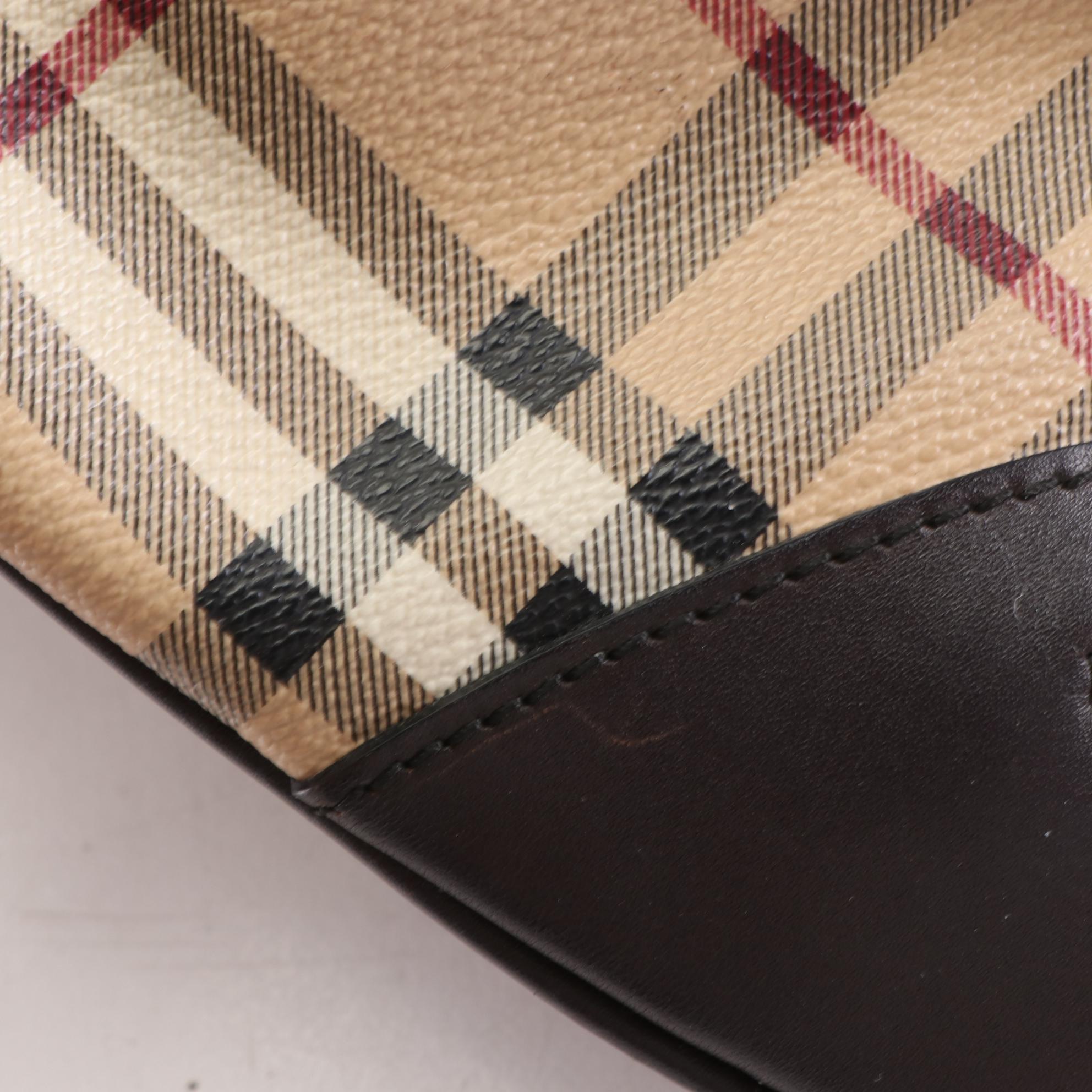Burberry Crossbody Bag in Haymarket Check Coated Canvas and Brown Leather