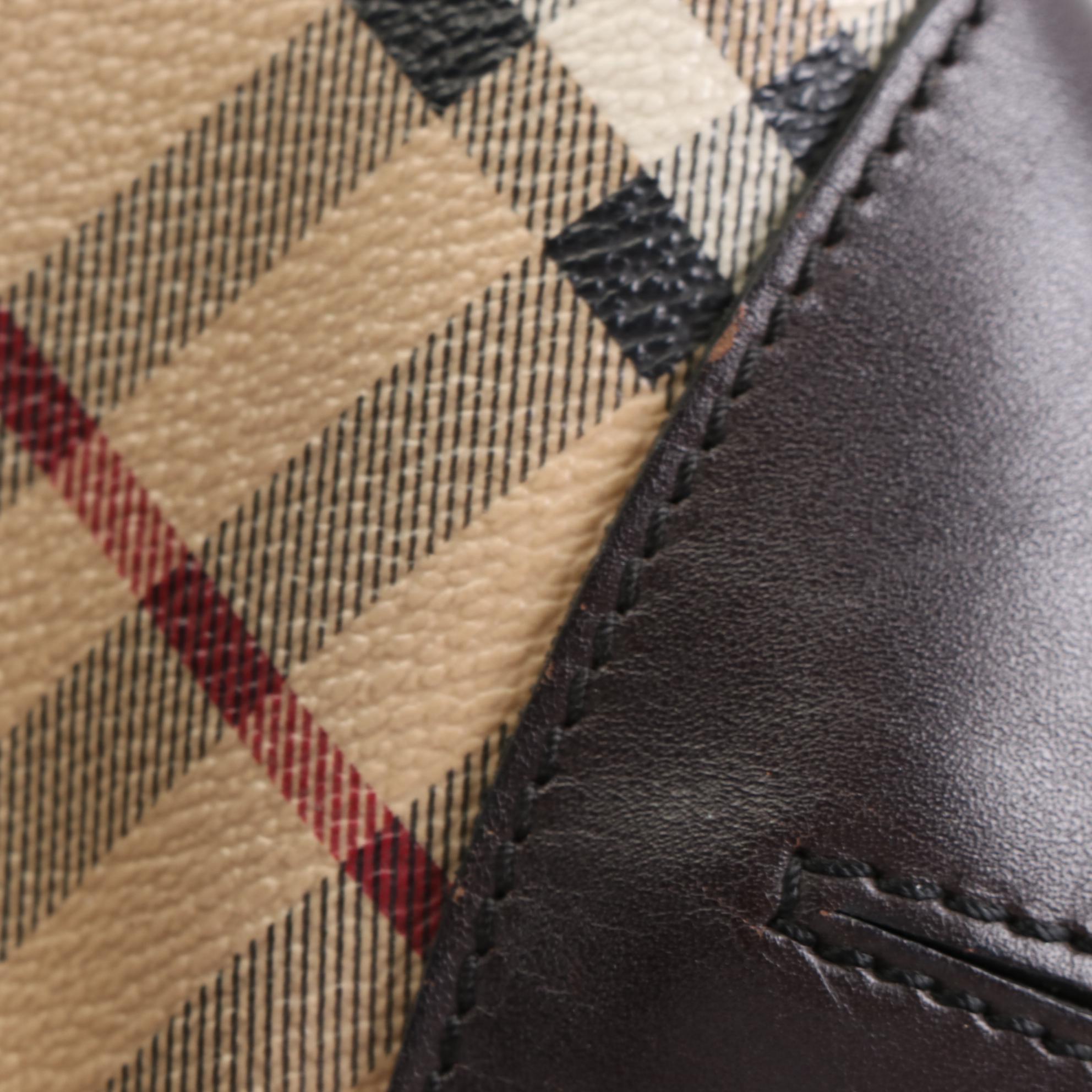 Burberry Crossbody Bag in Haymarket Check Coated Canvas and Brown Leather