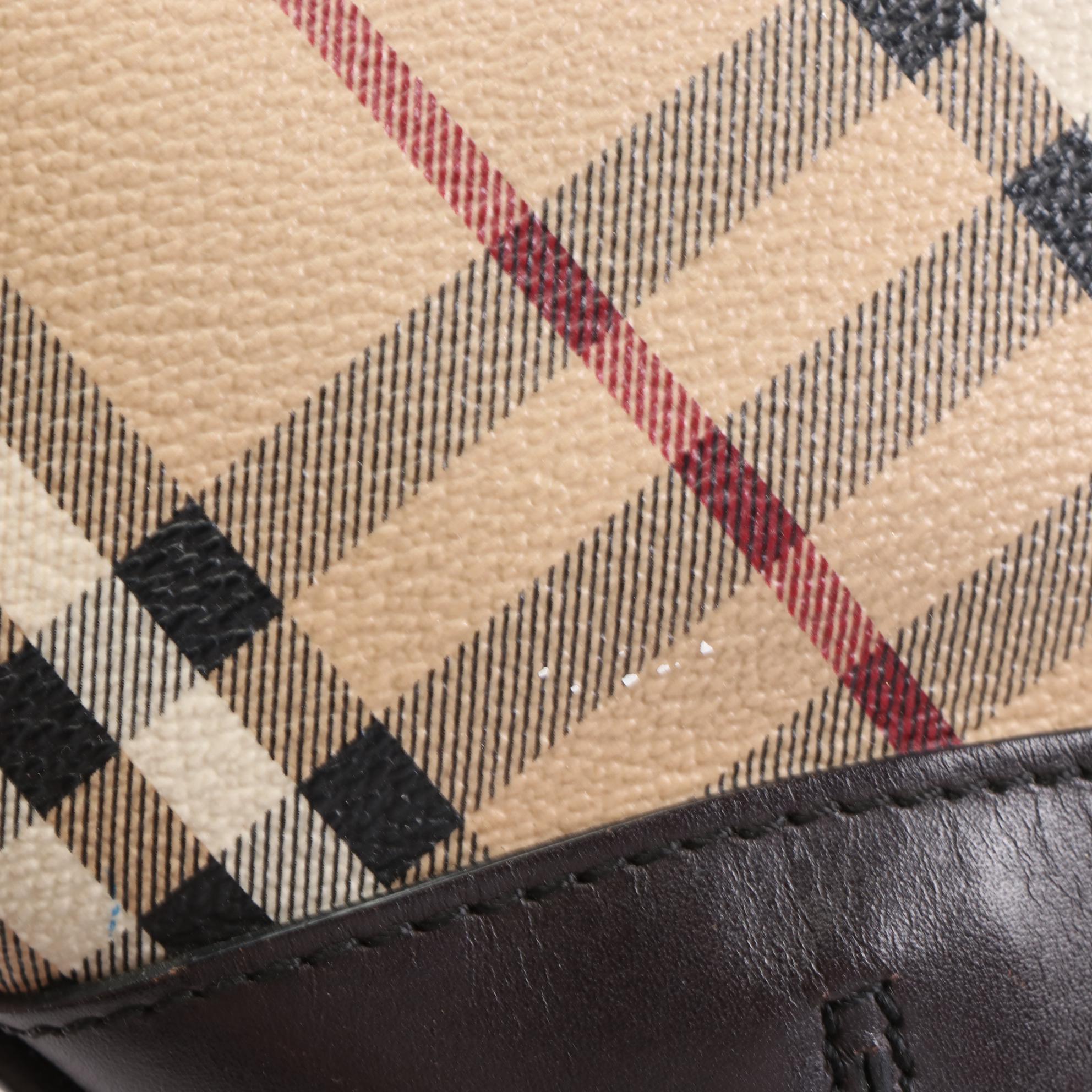 Burberry Crossbody Bag in Haymarket Check Coated Canvas and Brown Leather