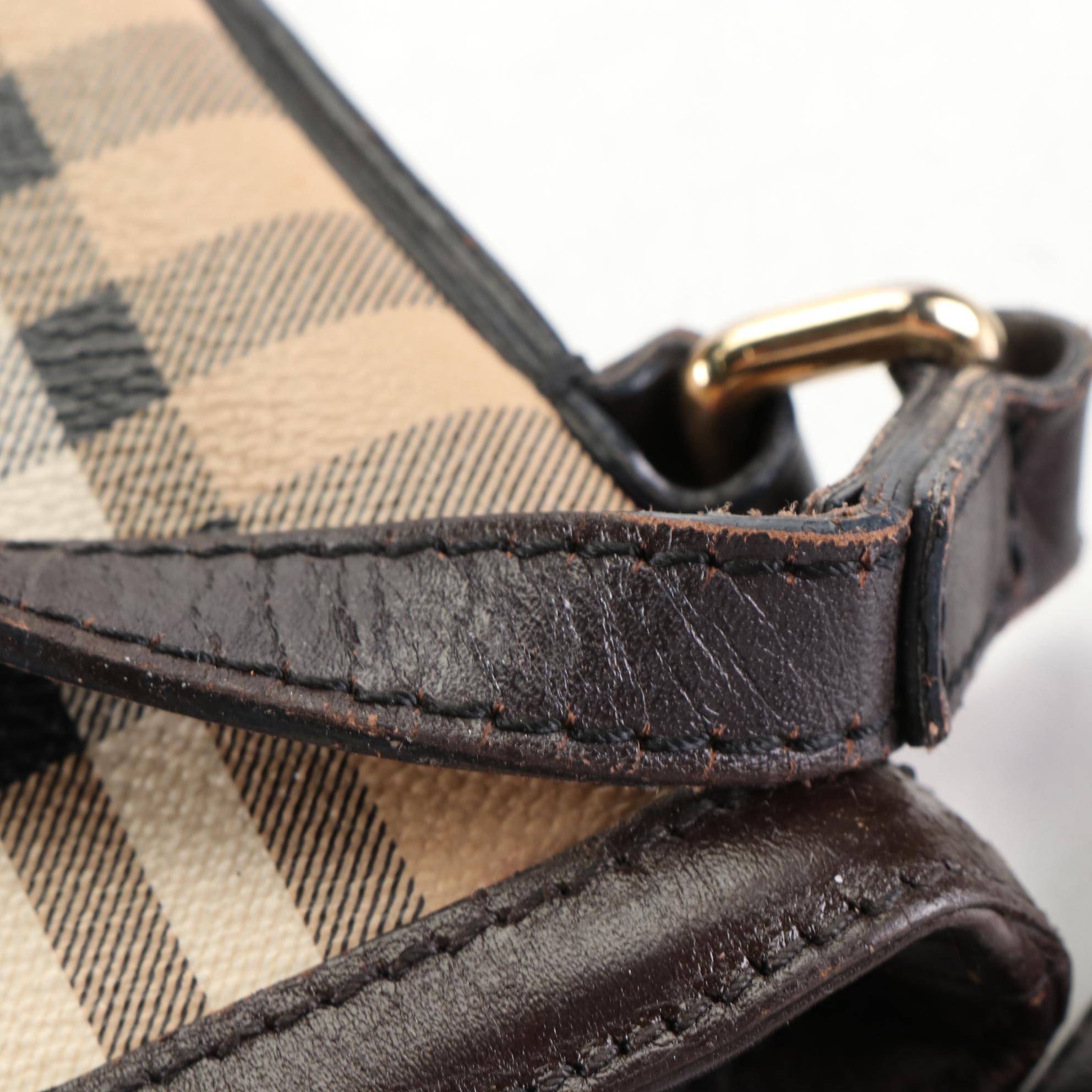 Burberry Crossbody Bag in Haymarket Check Coated Canvas and Brown Leather