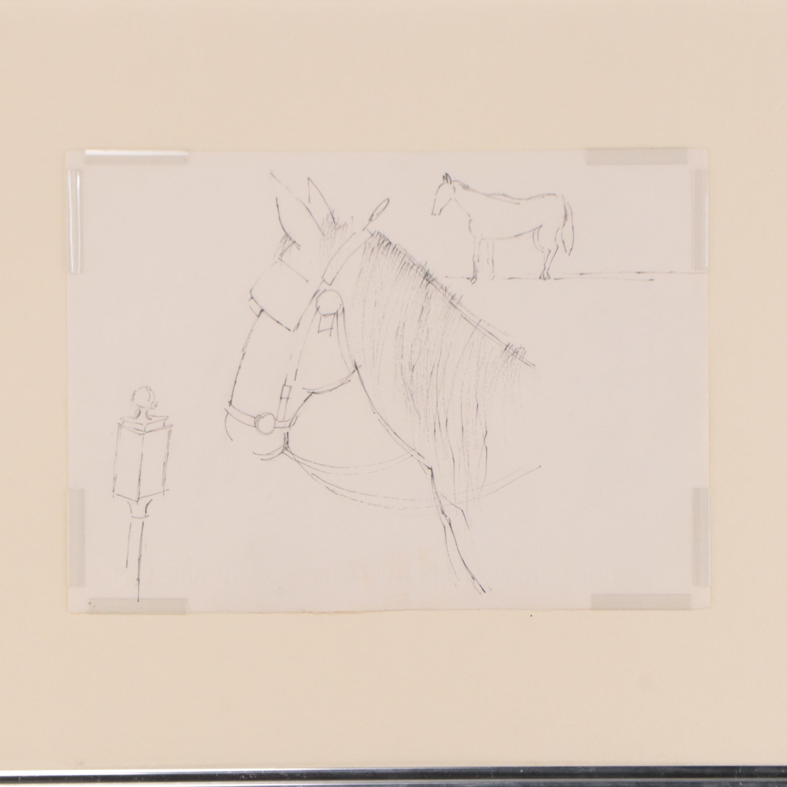 Walter Stomps Pen and Ink Equestrian Drawings, Circa 1961