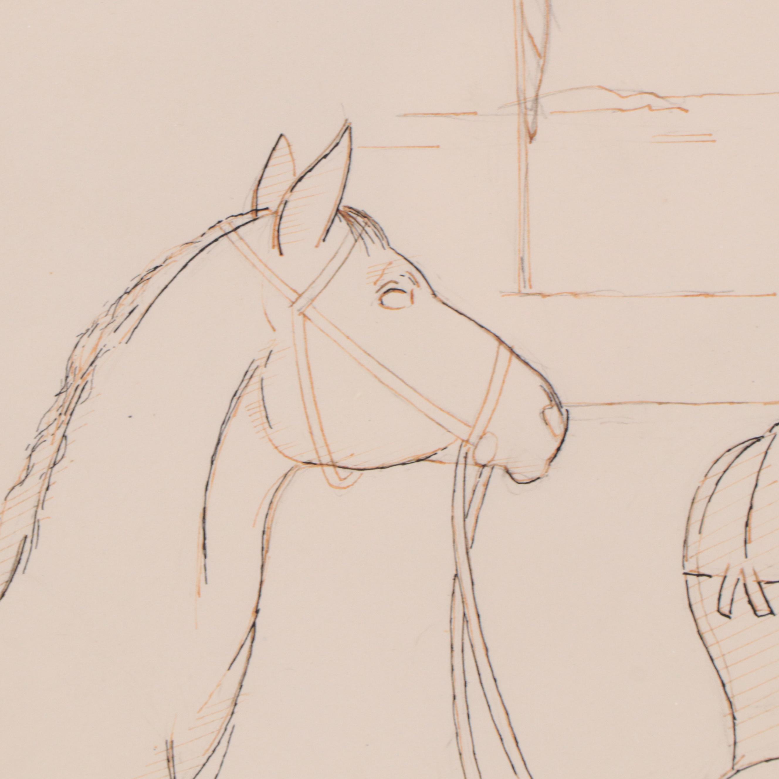 Walter Stomps Pen and Ink Equestrian Drawings, Circa 1961