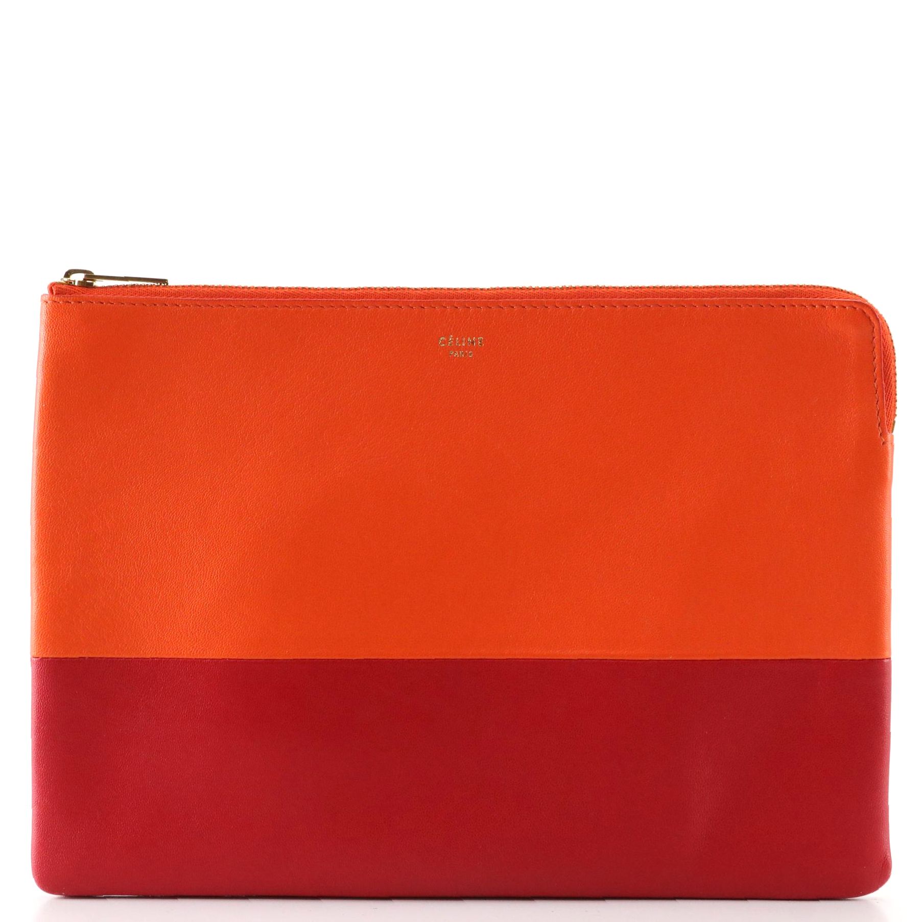 Céline Solo Bicolor Leather Zip Pouch Clutch