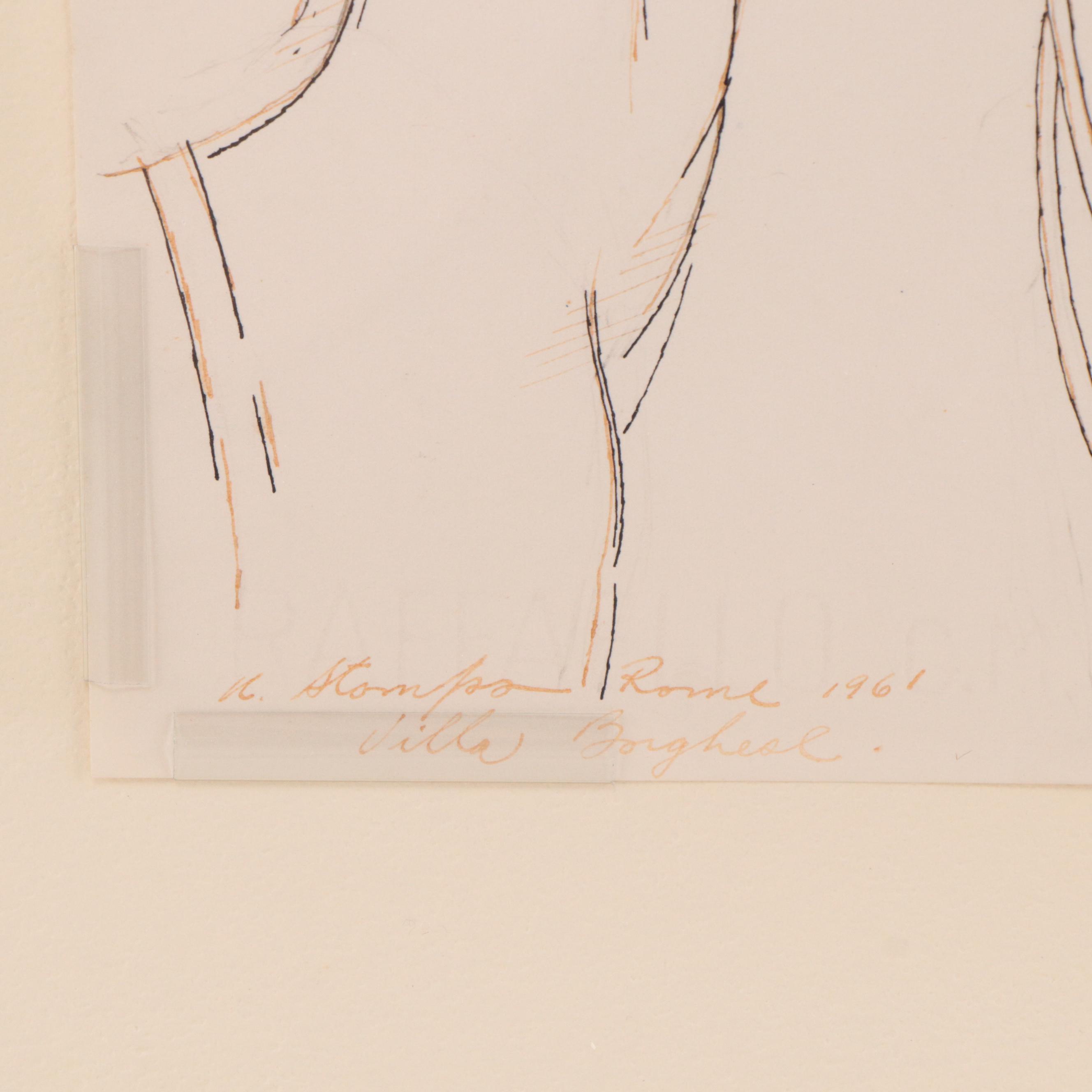 Walter Stomps Pen and Ink Equestrian Drawings, Circa 1961