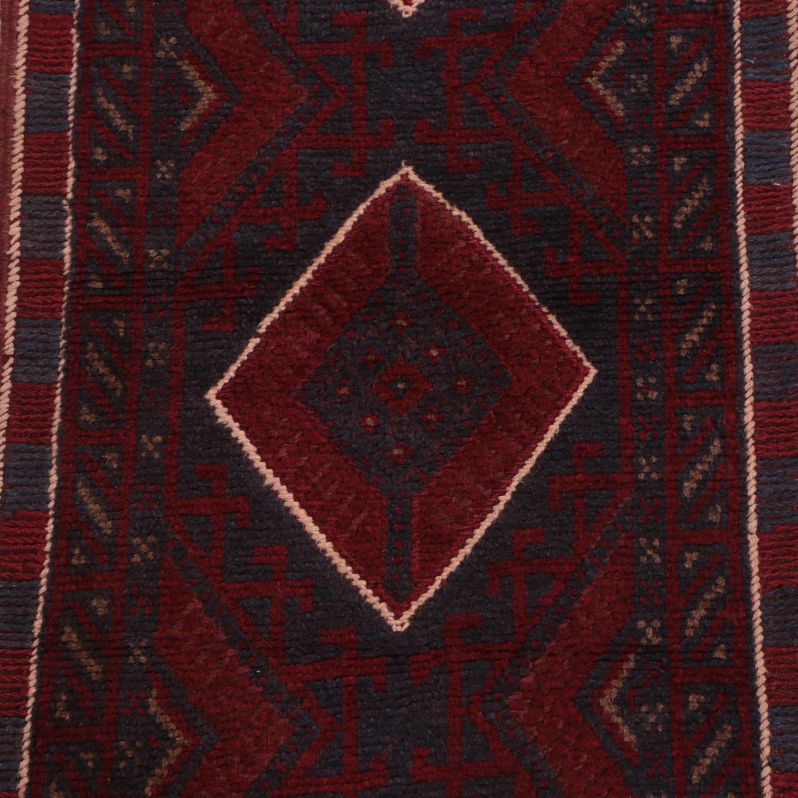 1'11 x 8' Hand-Knotted Afghan Baluch Mixed Technique Carpet Runner