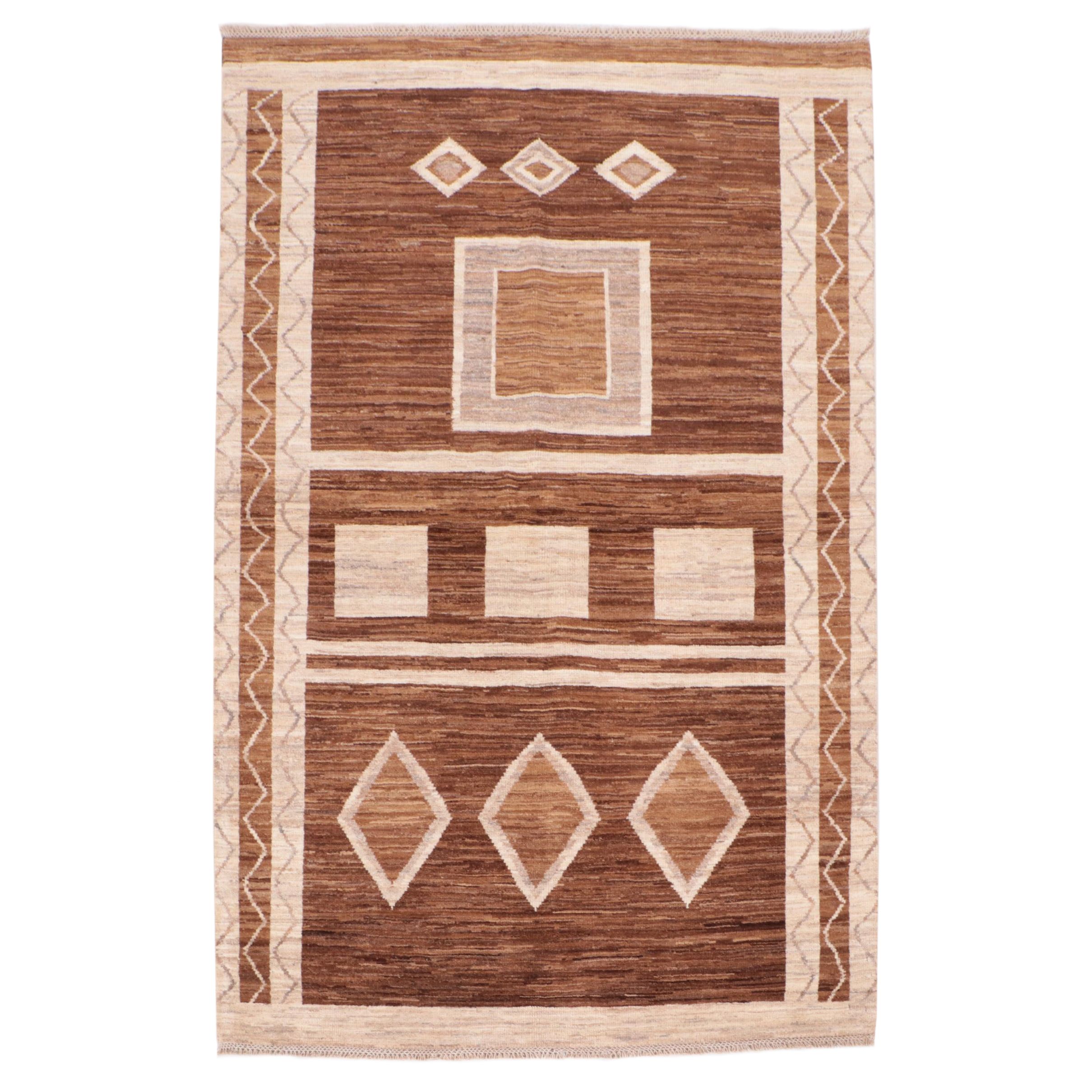 3'11 x 6'11 Hand-Knotted Afghan Gabbeh Area Rug