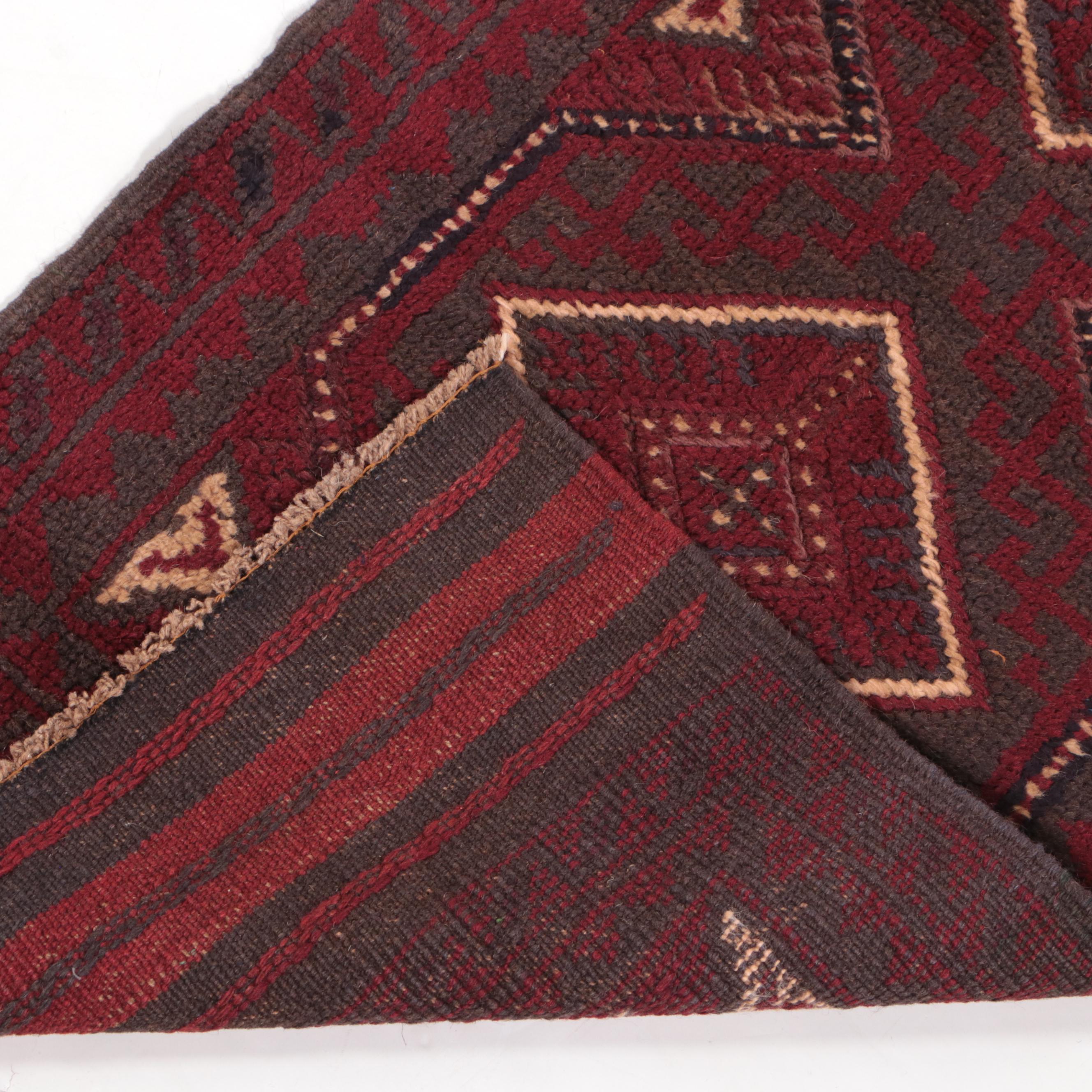 1'11 x 8' Hand-Knotted Afghan Baluch Mixed Technique Carpet Runner