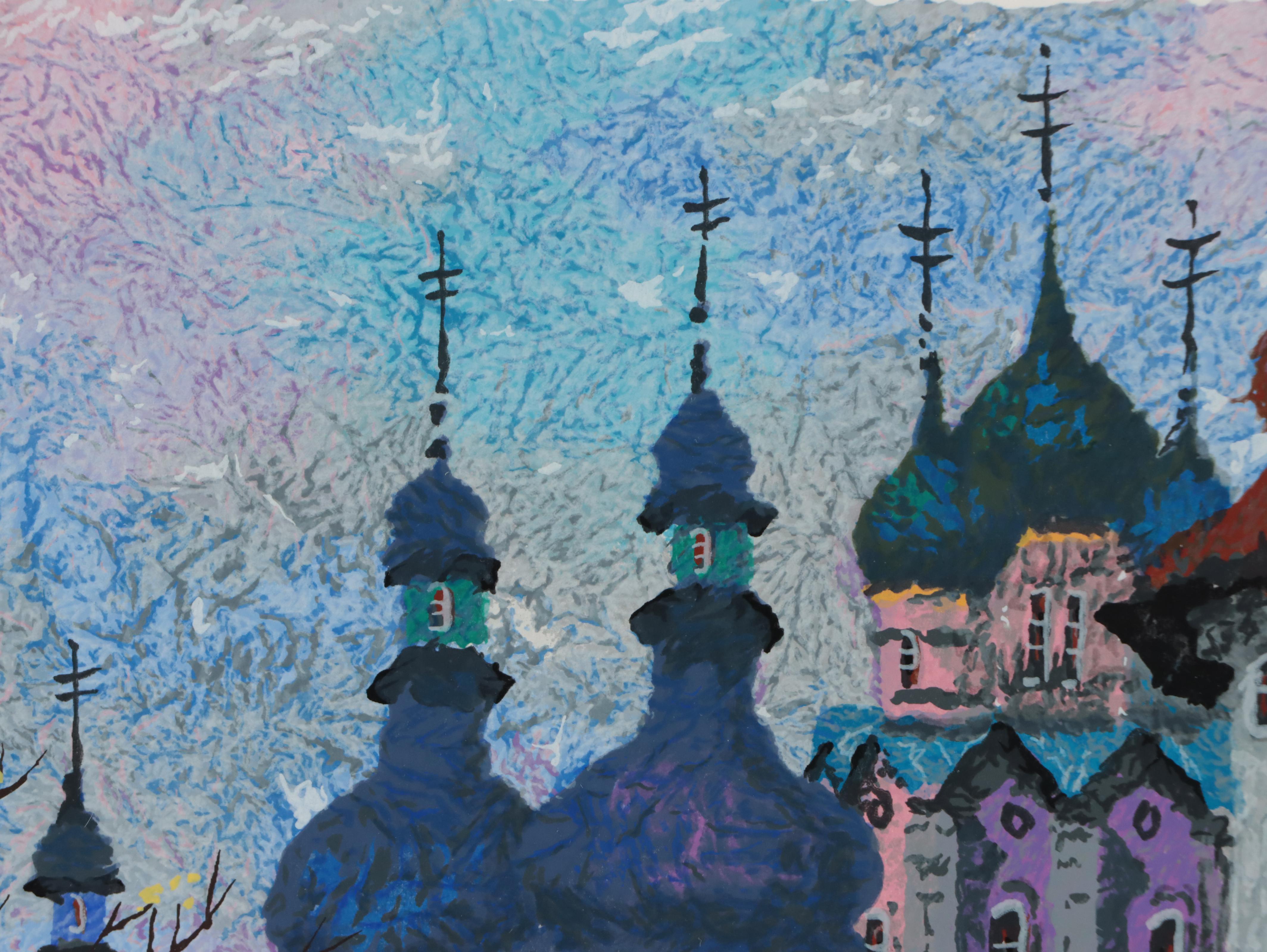 Anatole Krasnyansky Serigraph of Russian Architecture