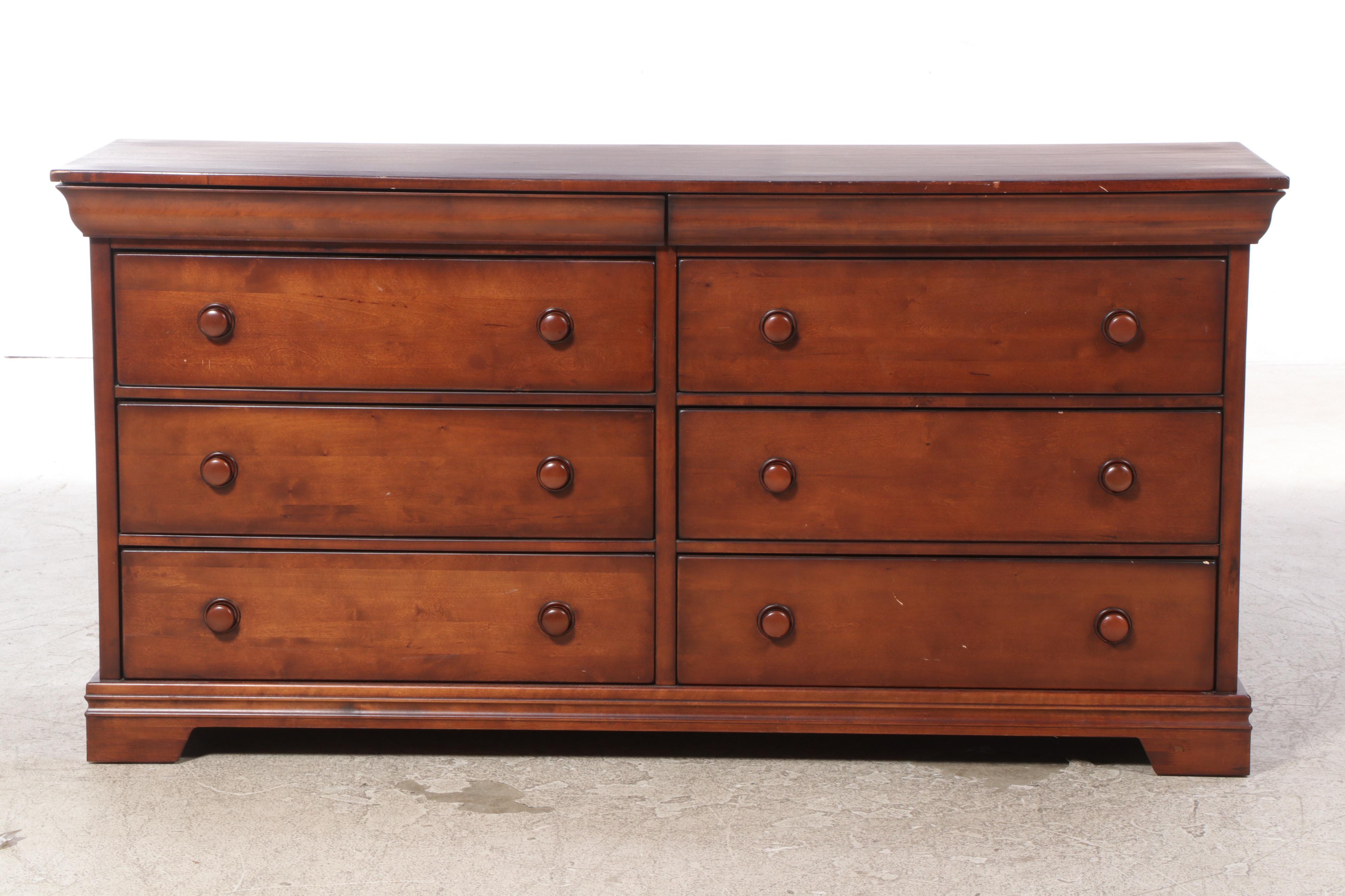 Contemporary Mahogany-Finish Pine Chest of Drawers