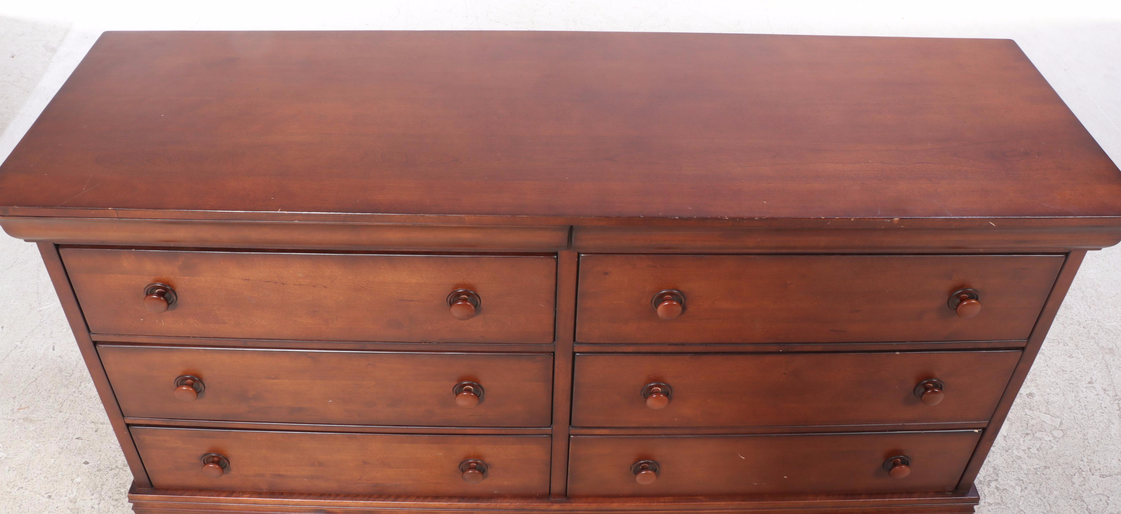 Contemporary Mahogany-Finish Pine Chest of Drawers