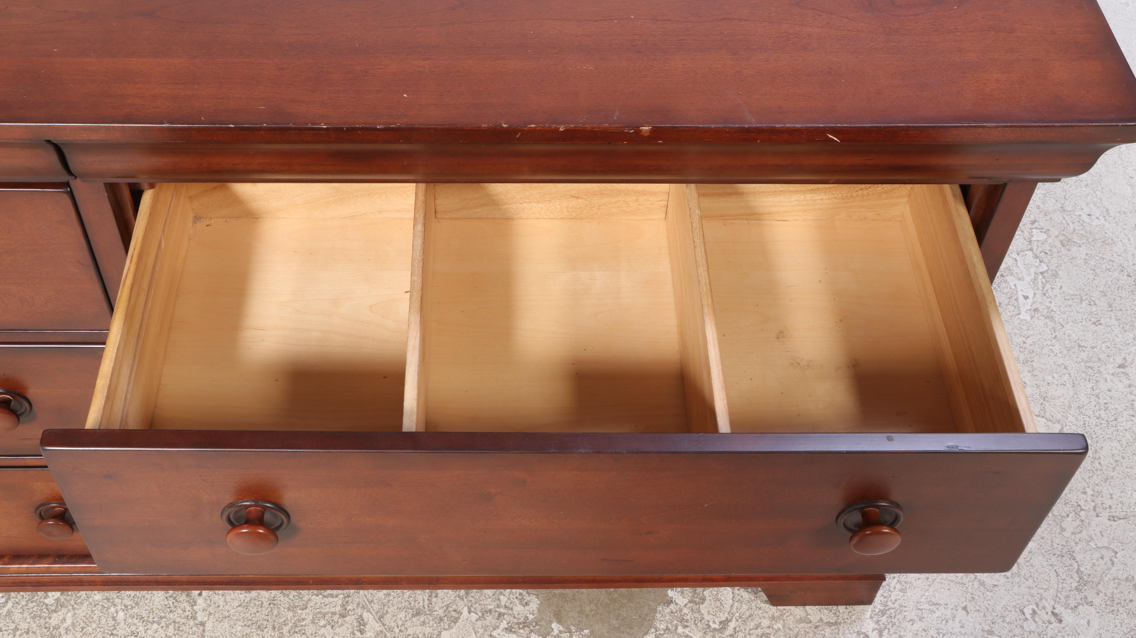 Contemporary Mahogany-Finish Pine Chest of Drawers