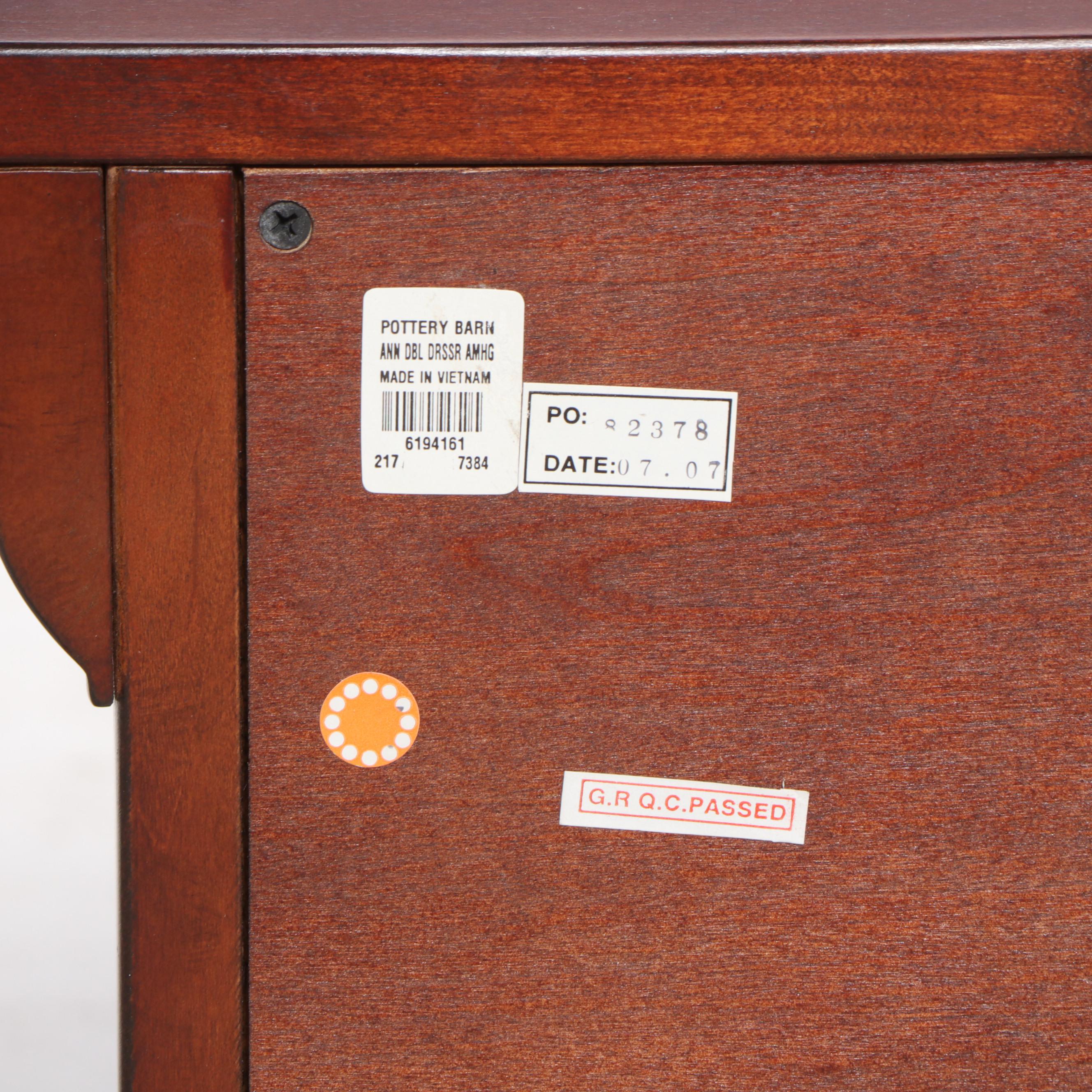 Contemporary Mahogany-Finish Pine Chest of Drawers