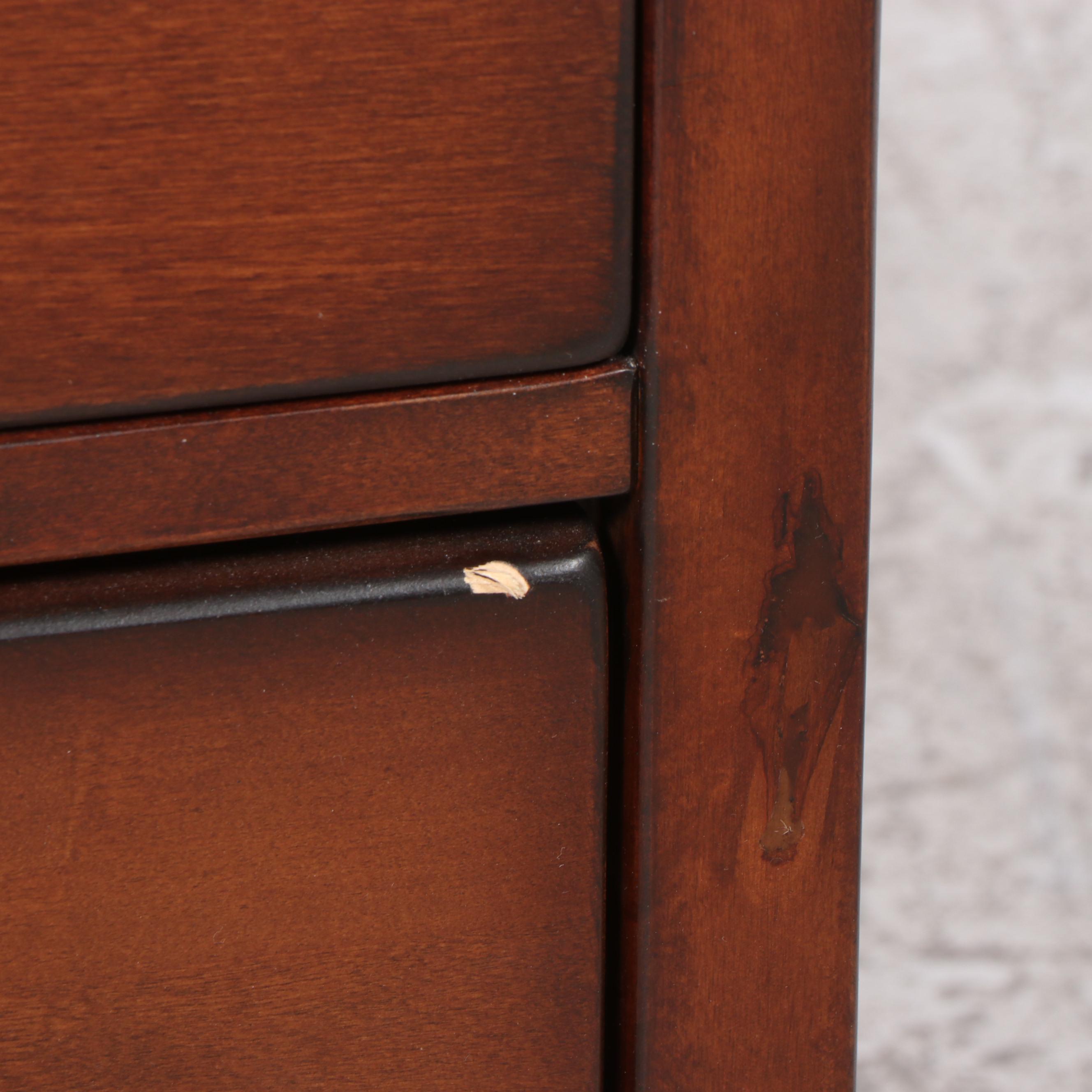 Contemporary Mahogany-Finish Pine Chest of Drawers