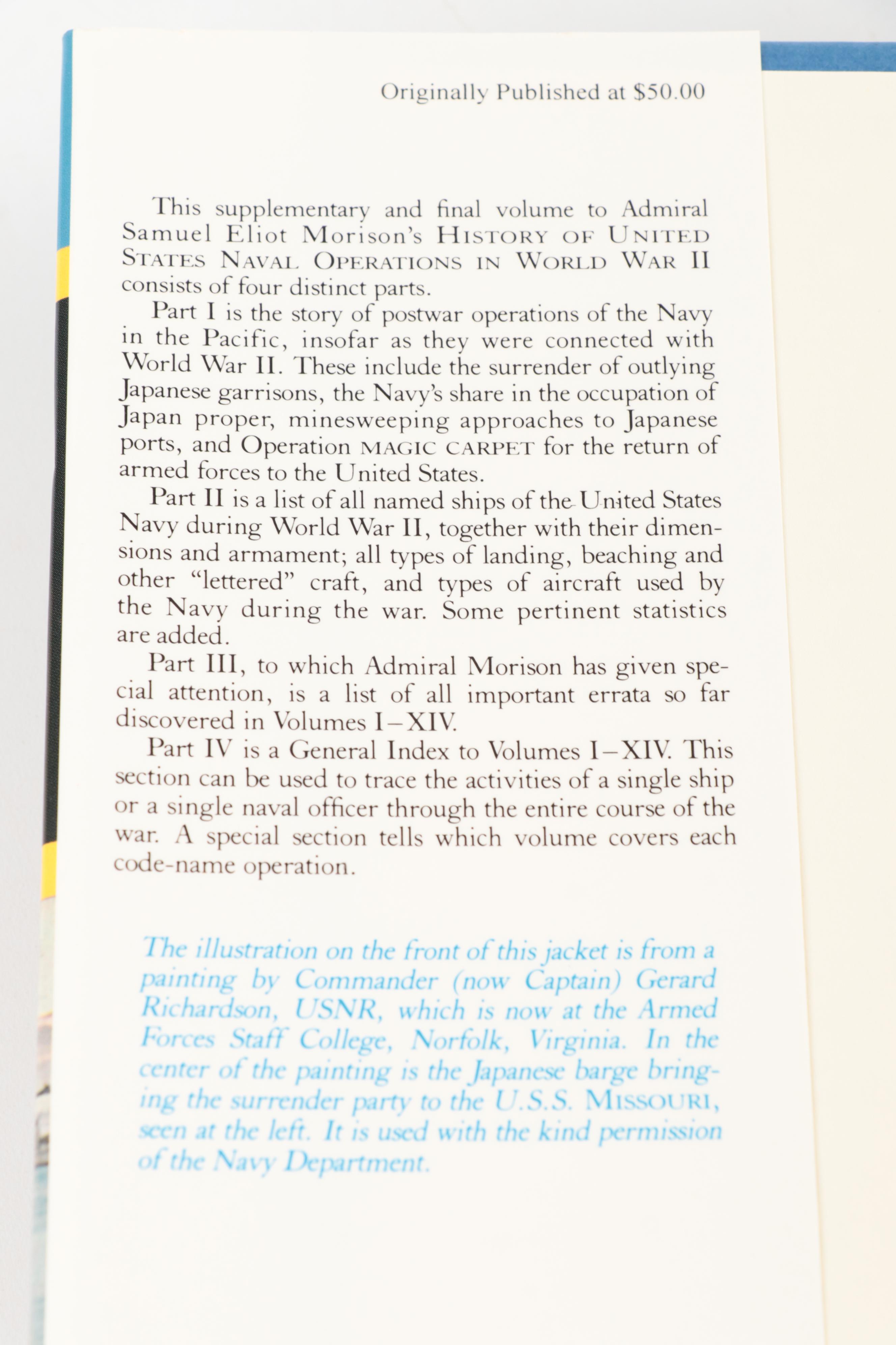 "History of United States Naval Operations in World War II" Fifteen-Volume Set