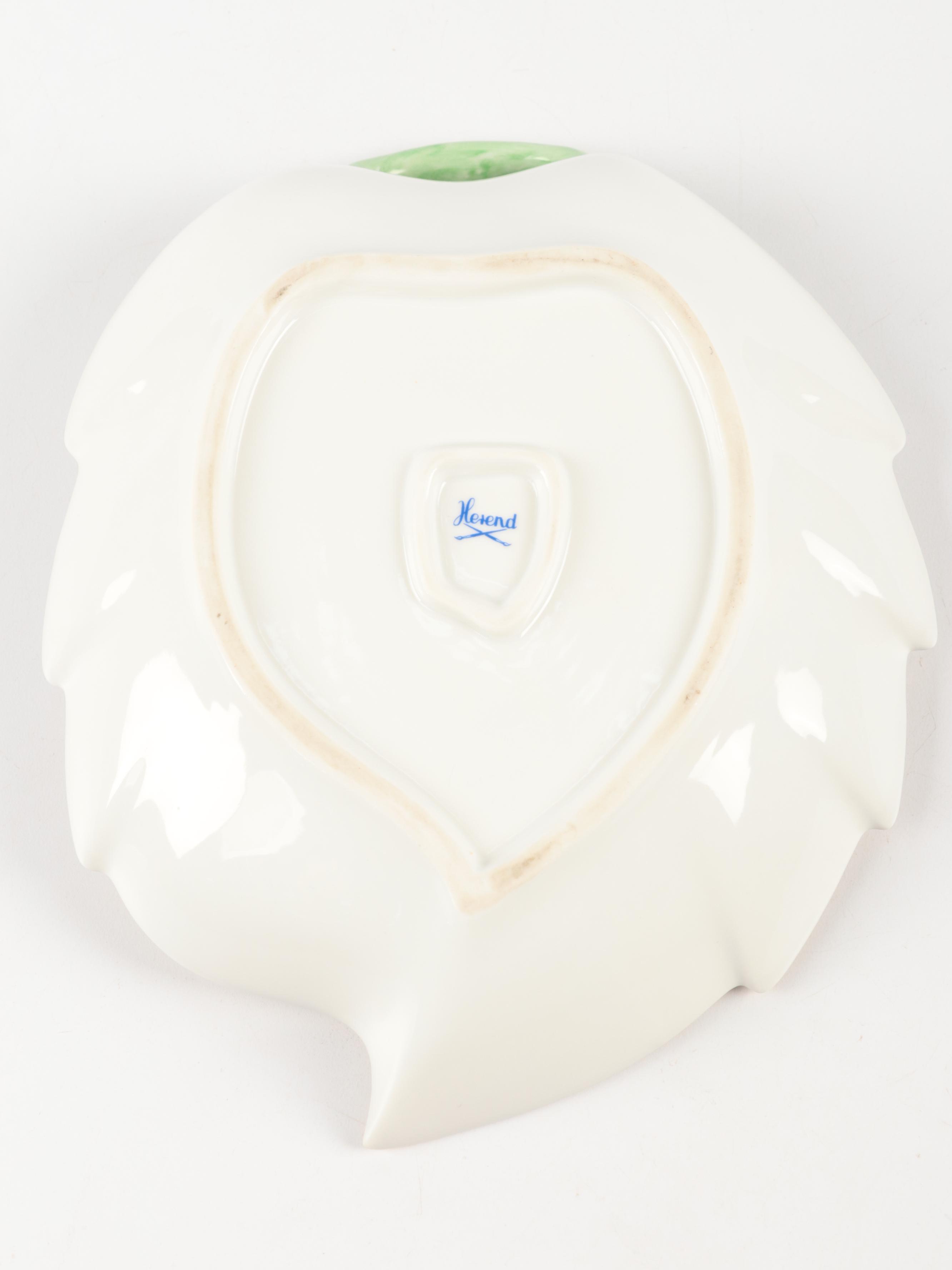 Herend Student Painted Porcelain Leaf Dish