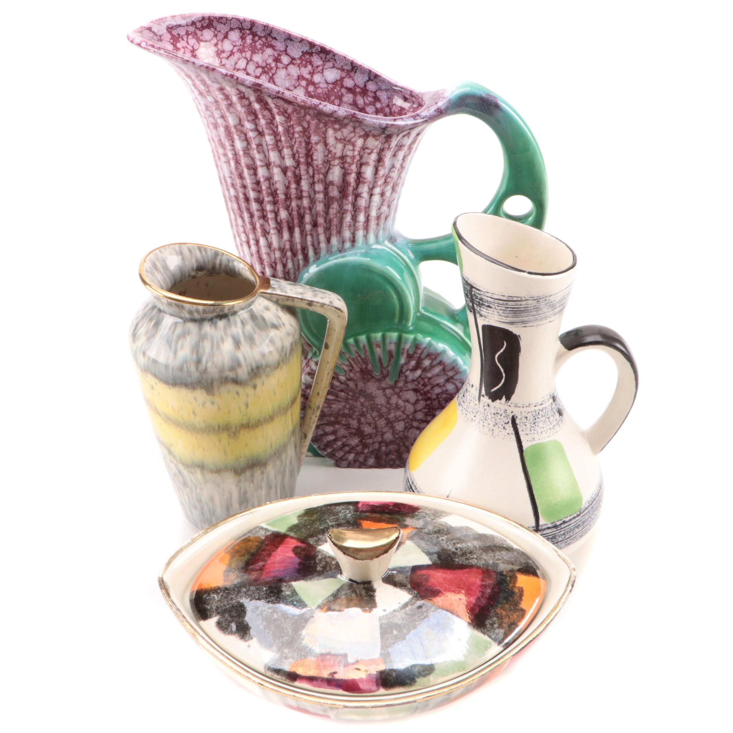 West German Multicolored Ceramic Table Accessories