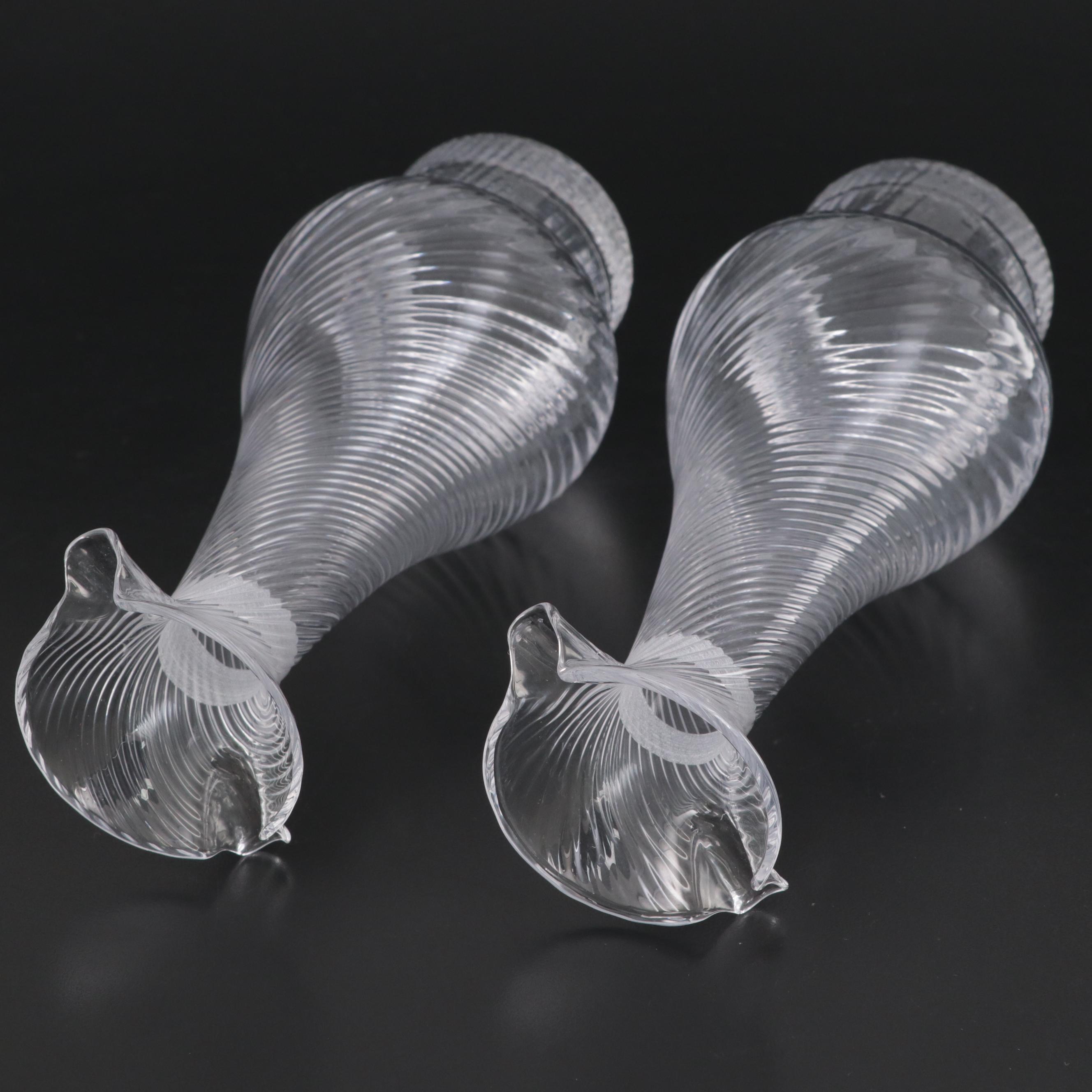 Metal and Copper Finish Pumpkin Dish with Threaded Blown Glass Cruets