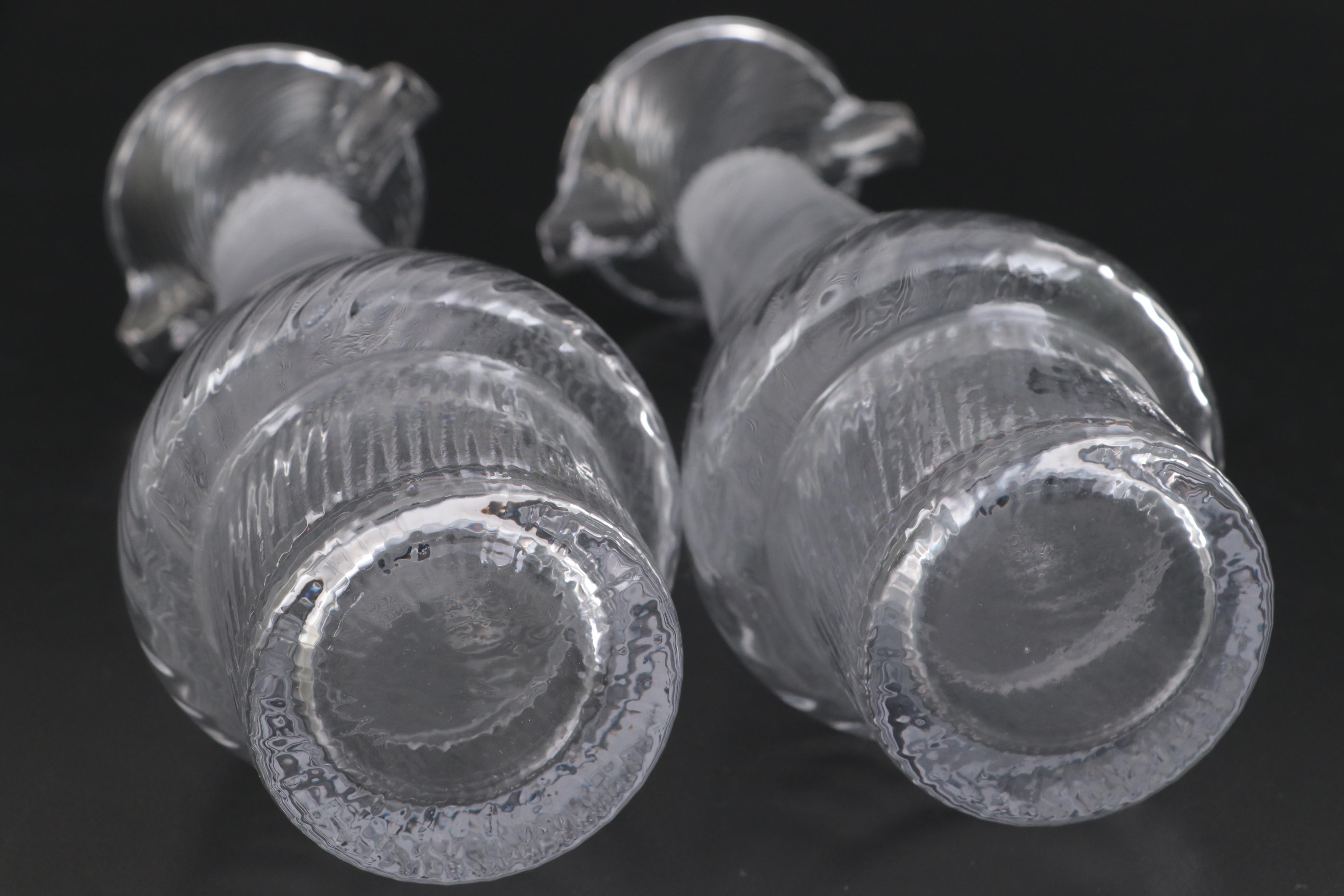 Metal and Copper Finish Pumpkin Dish with Threaded Blown Glass Cruets