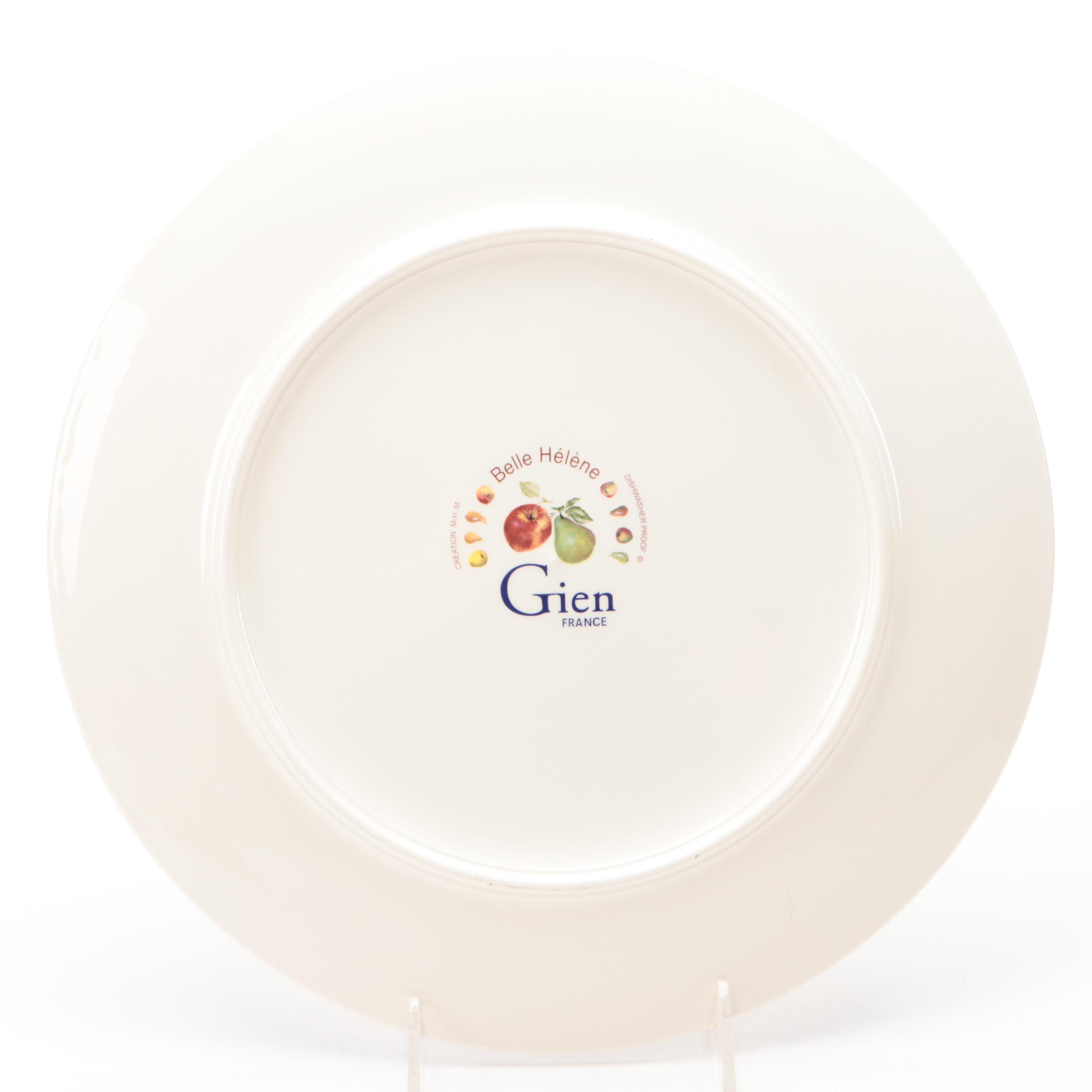 Faiencerie De Gien "Belle Hélène" Platter with Mulberry Glazed Napkin Rings