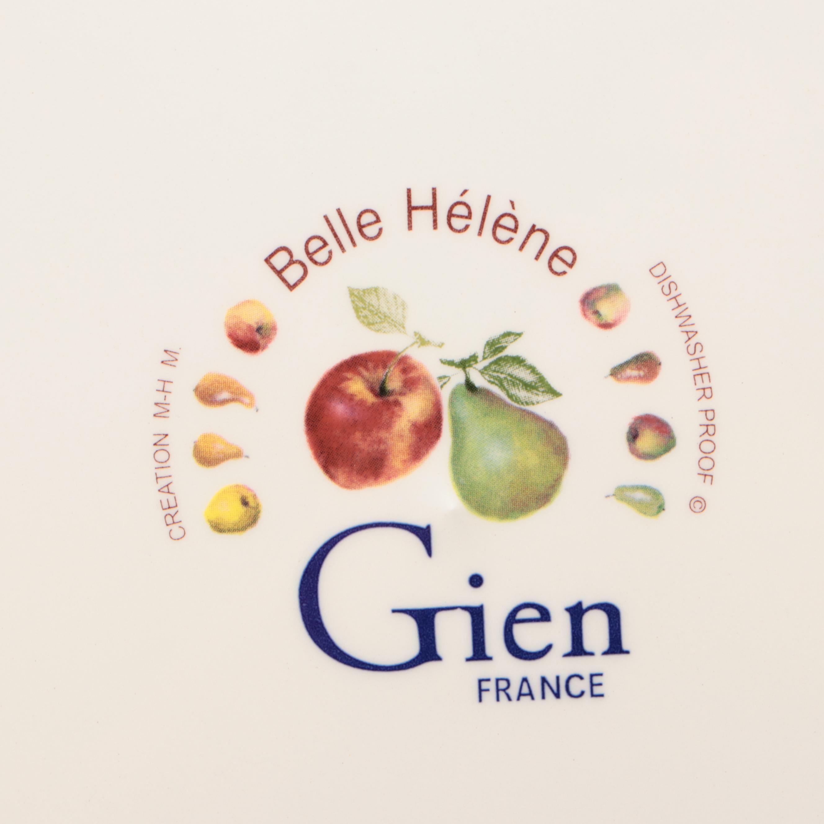 Faiencerie De Gien "Belle Hélène" Platter with Mulberry Glazed Napkin Rings