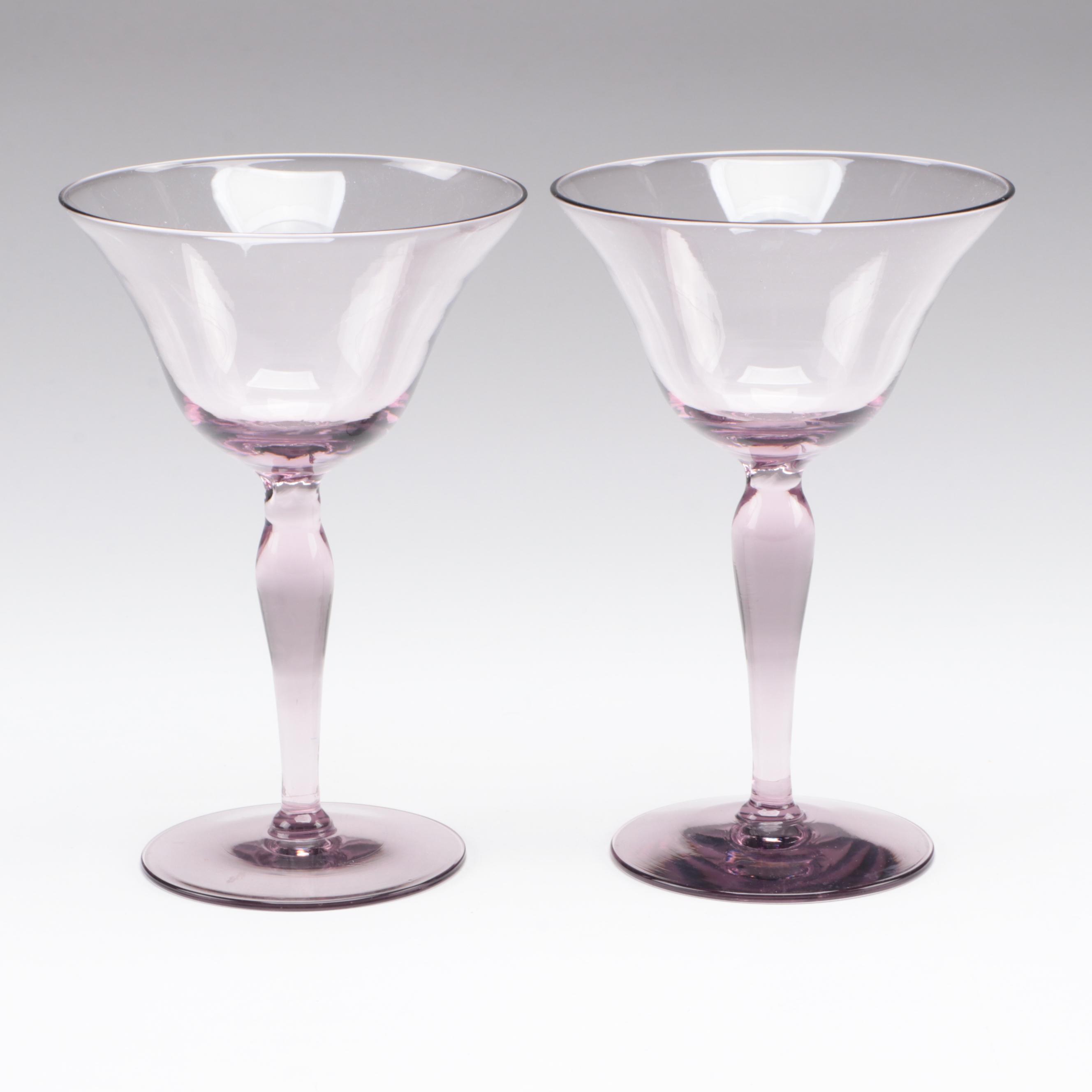 Multicolor Flared Lip Coupes and Brandy Snifters, Mid to Late 20th Century