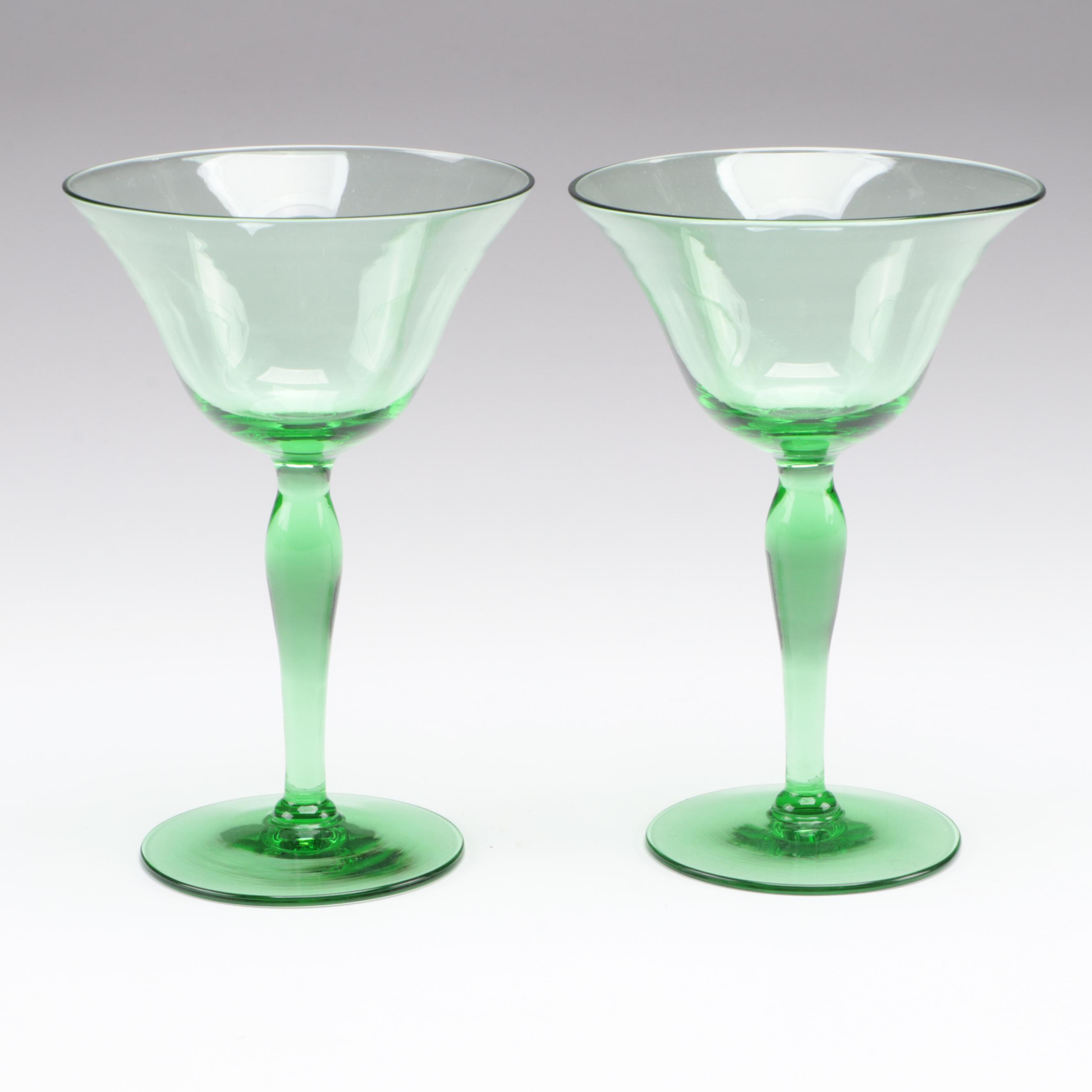 Multicolor Flared Lip Coupes and Brandy Snifters, Mid to Late 20th Century