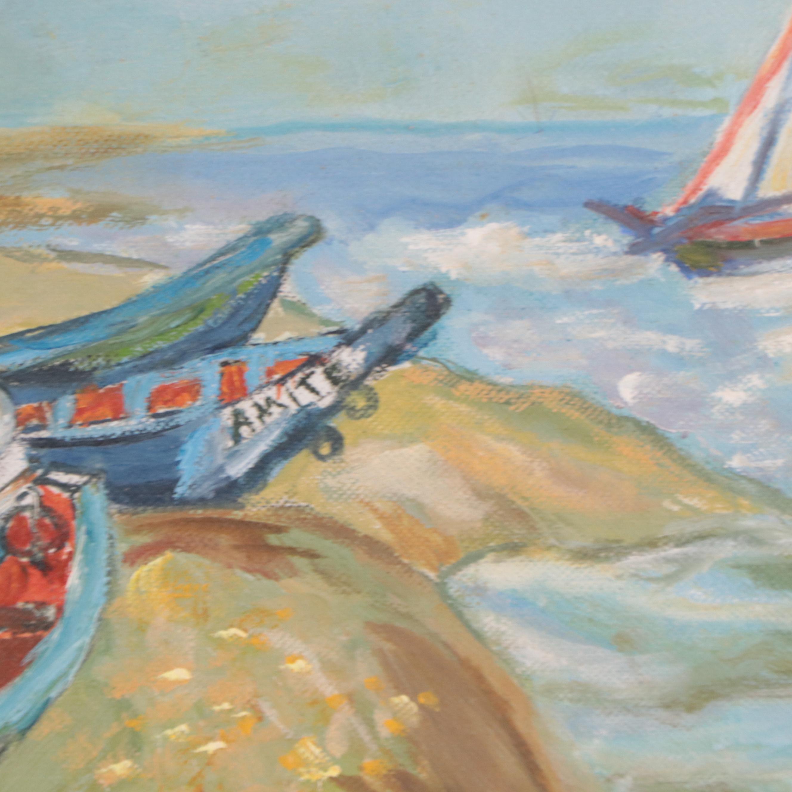 Oil Painting After Van Gogh "Fishing Boats on the Beach"