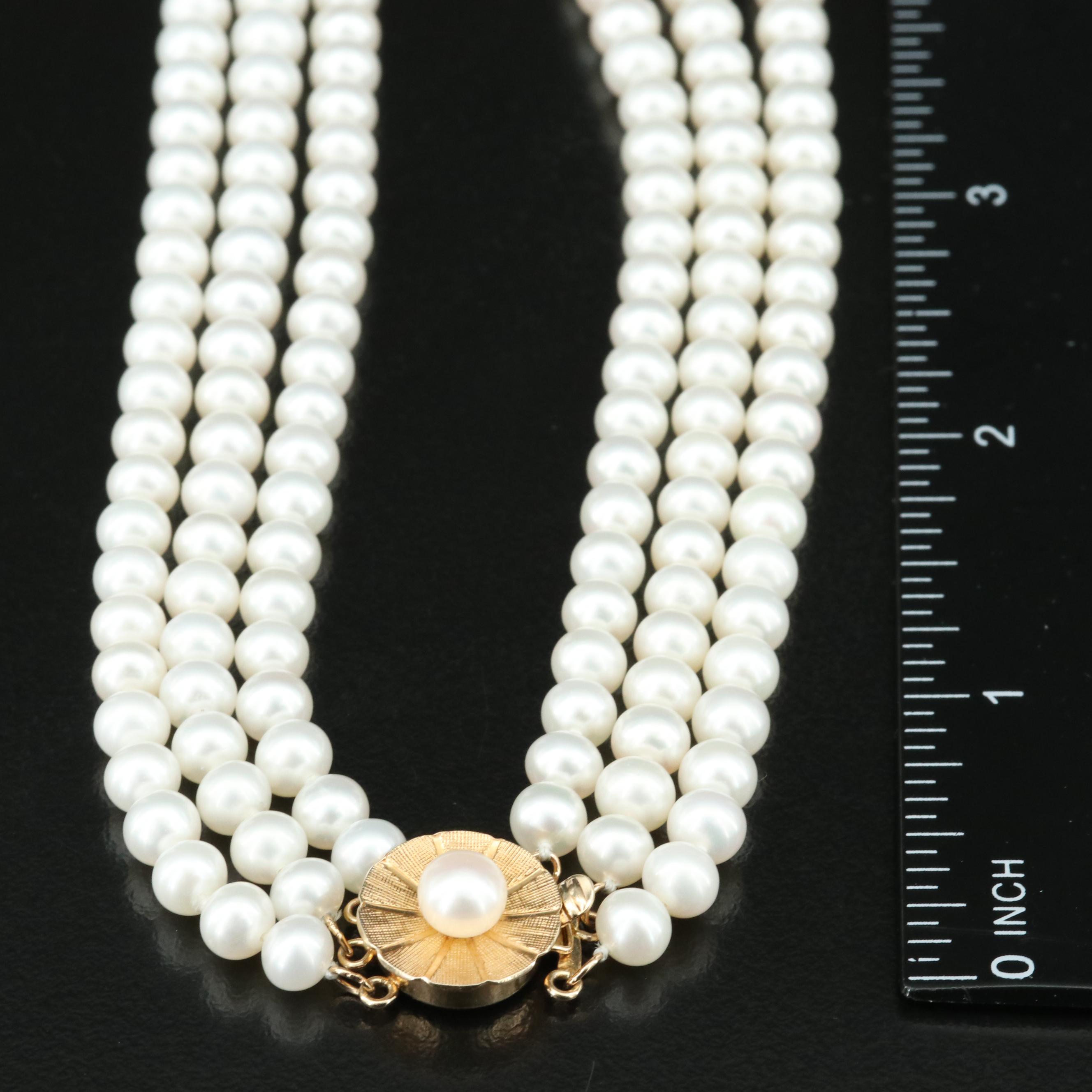 Pearl Necklace with 14K Clasp