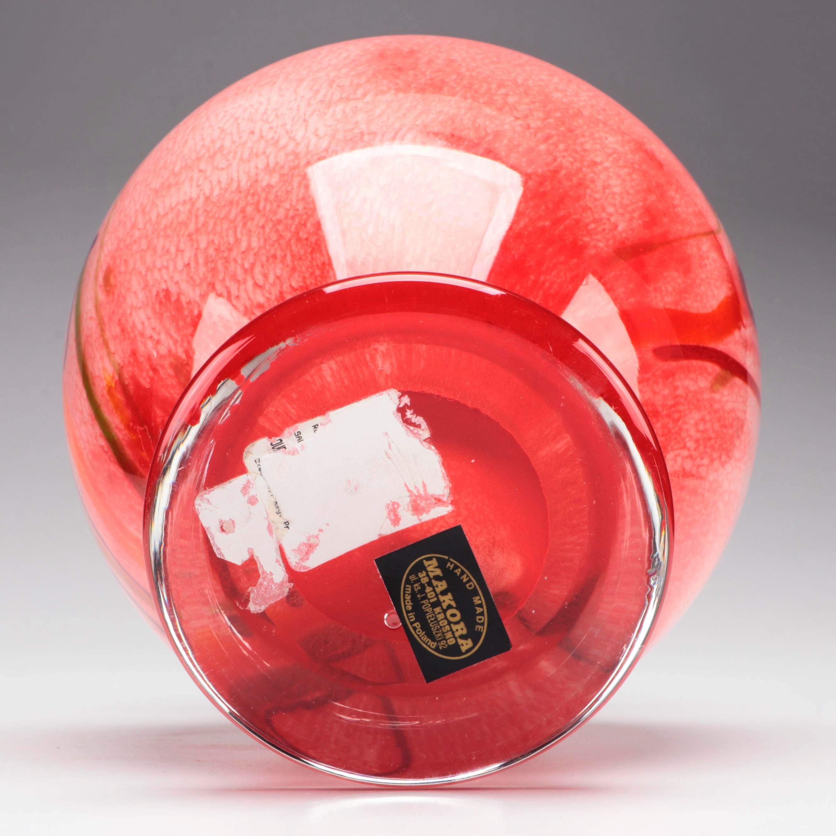Makora Polish Multicolor Cased Art Glass Vase
