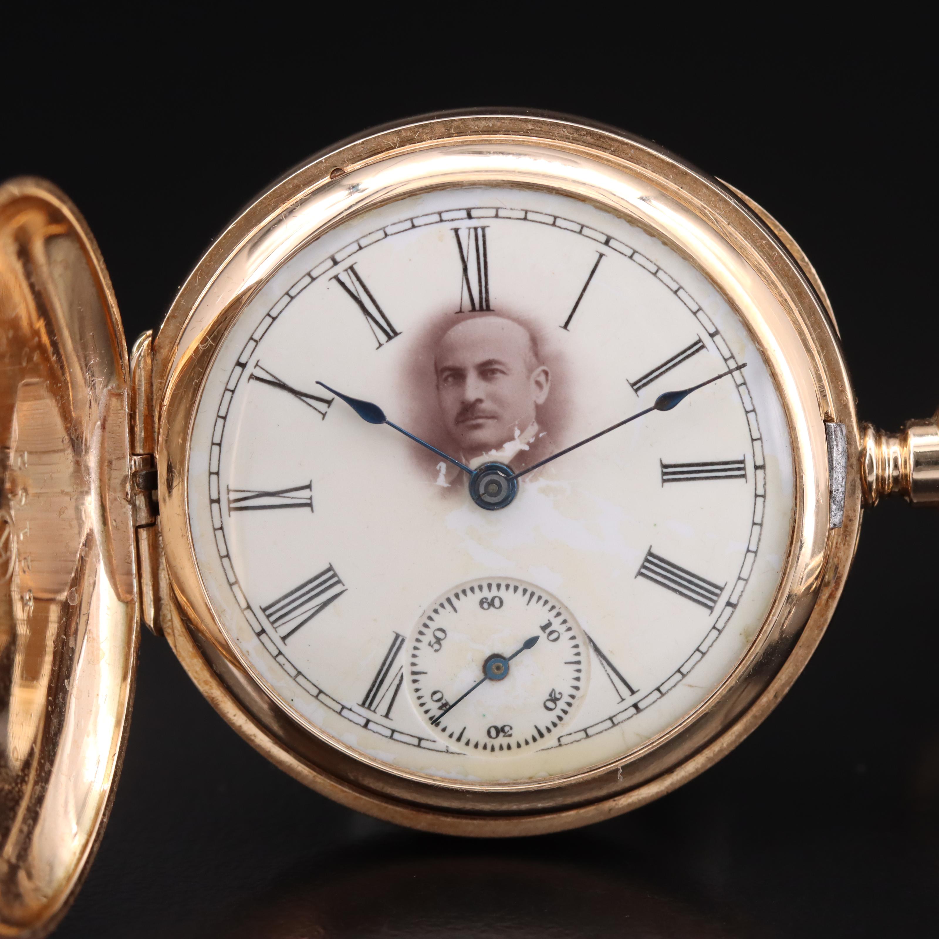 14K Waltham Diamond Pocket Watch Pin Conversion Timepiece