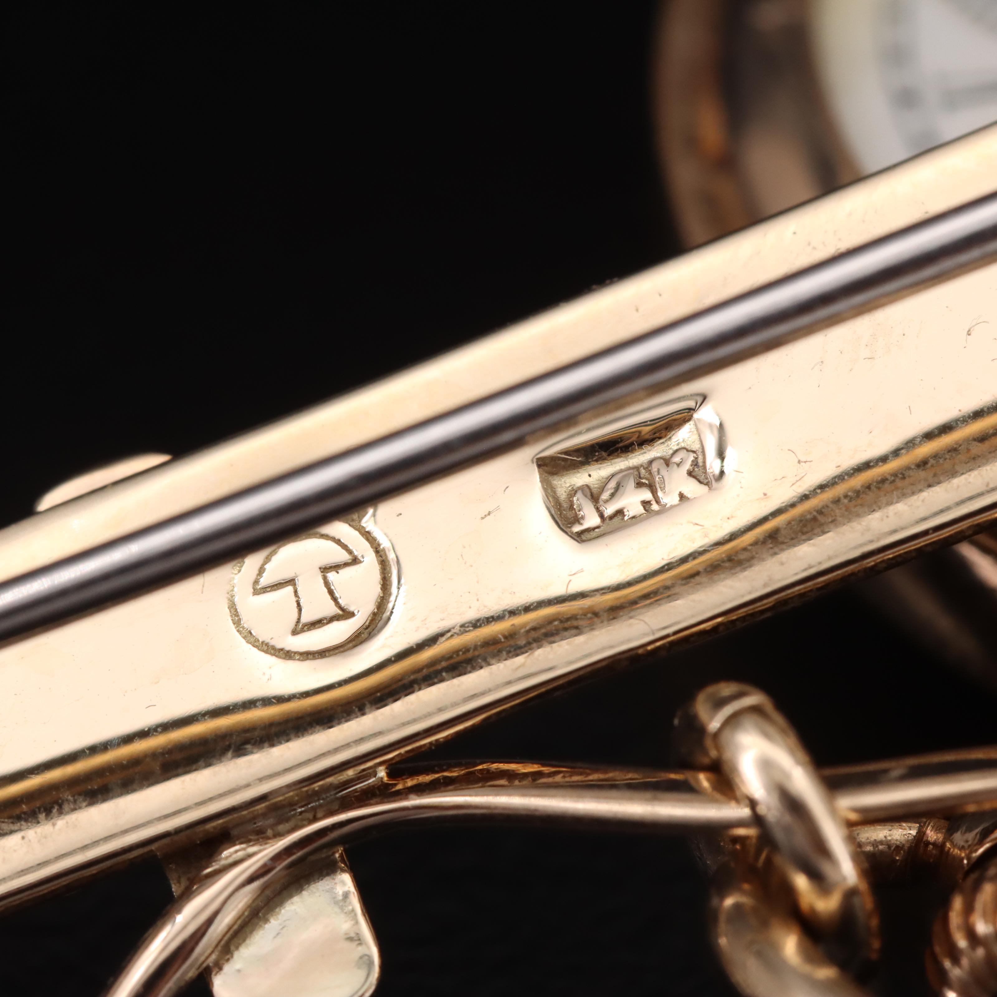 14K Waltham Diamond Pocket Watch Pin Conversion Timepiece