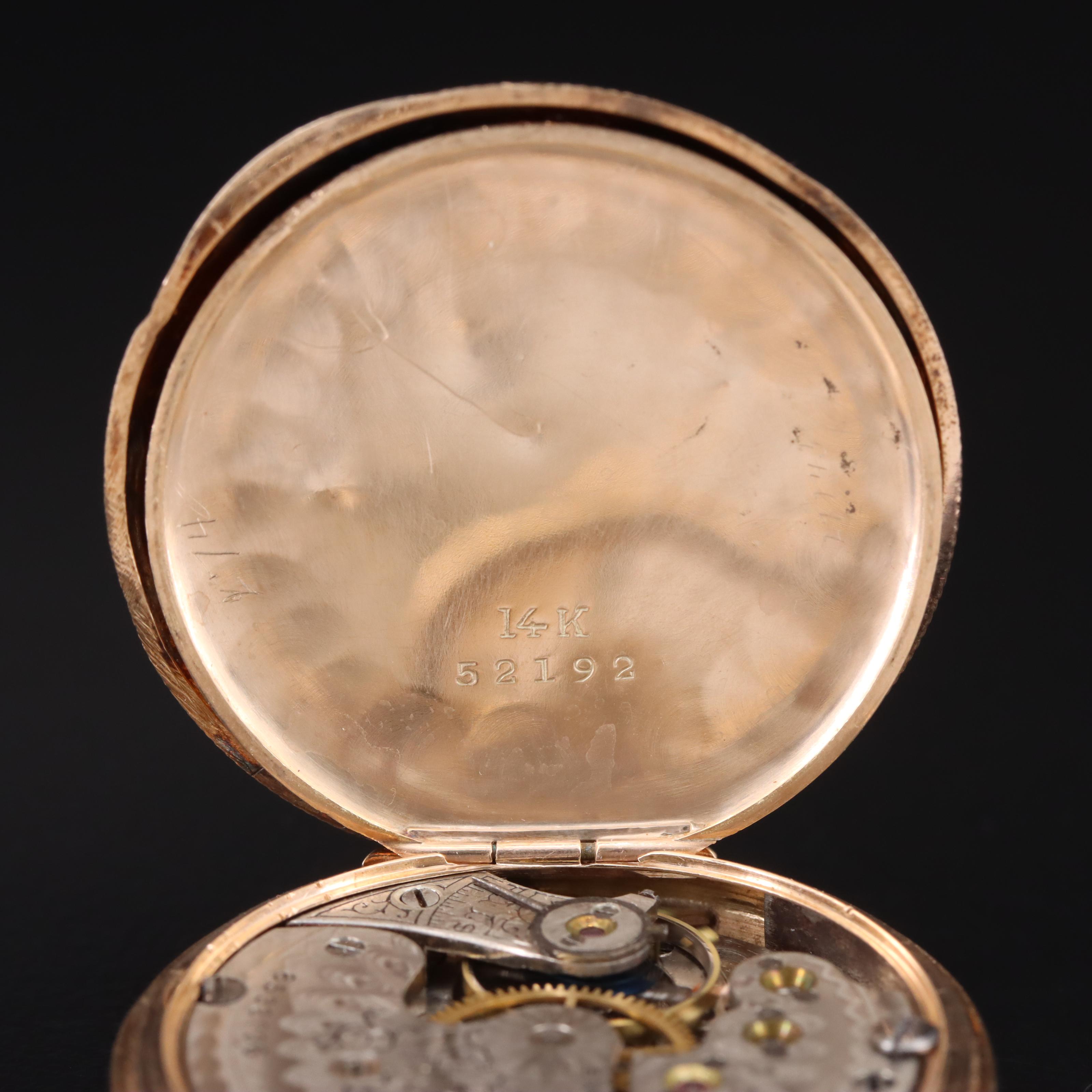 14K Waltham Diamond Pocket Watch Pin Conversion Timepiece