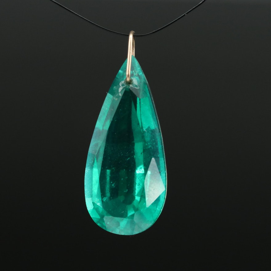 10K Emerald and Topaz Doublet Pendant