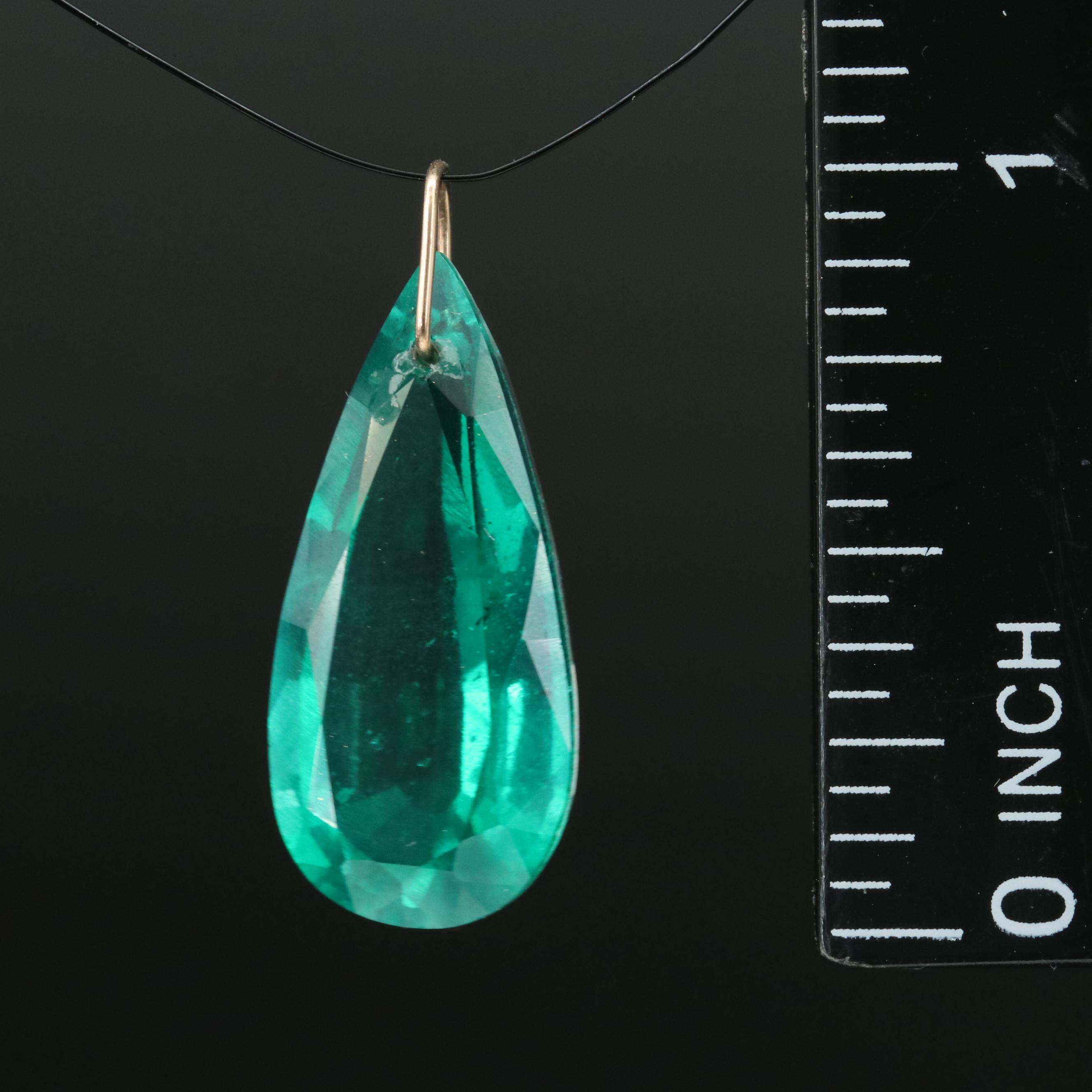 10K Emerald and Topaz Doublet Pendant
