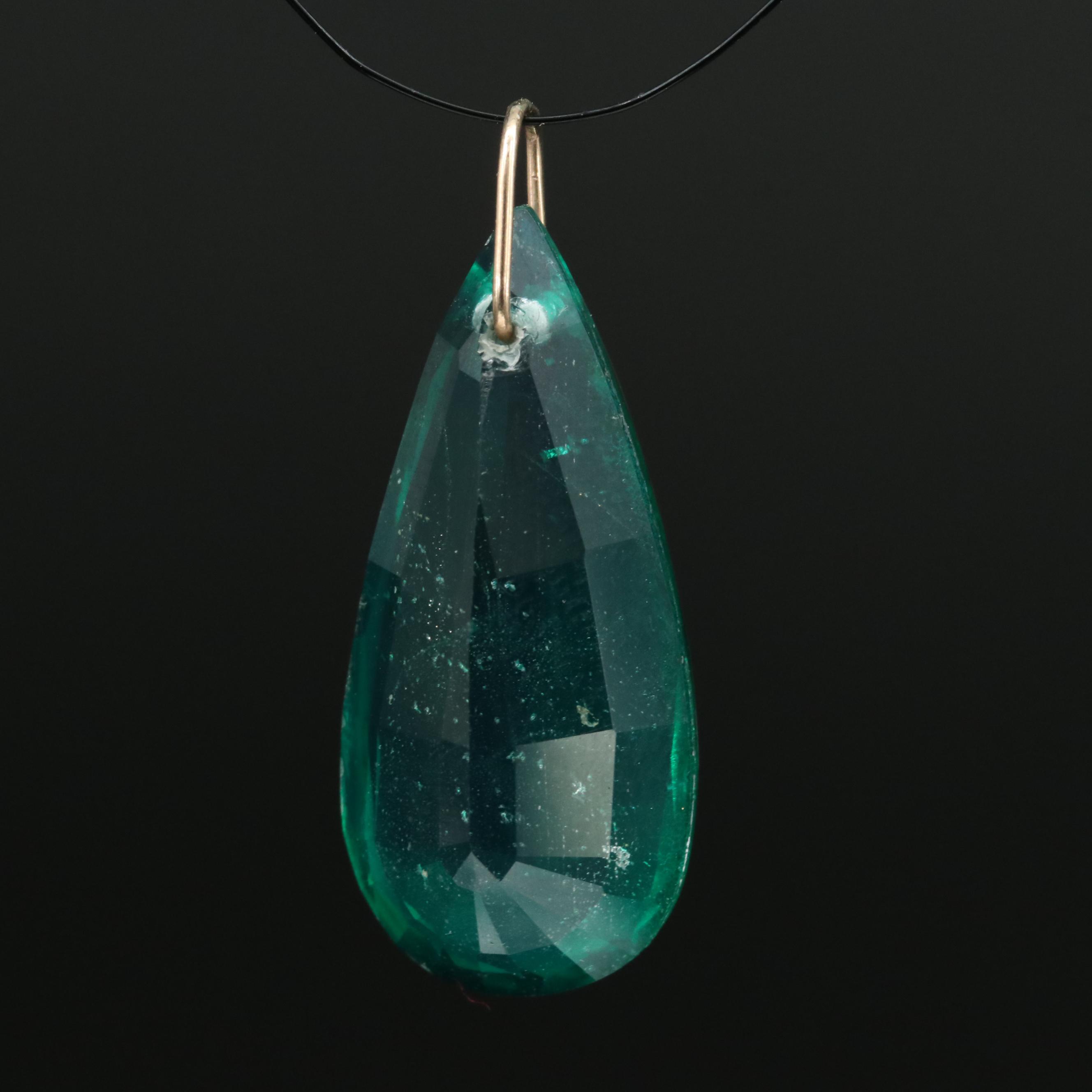 10K Emerald and Topaz Doublet Pendant