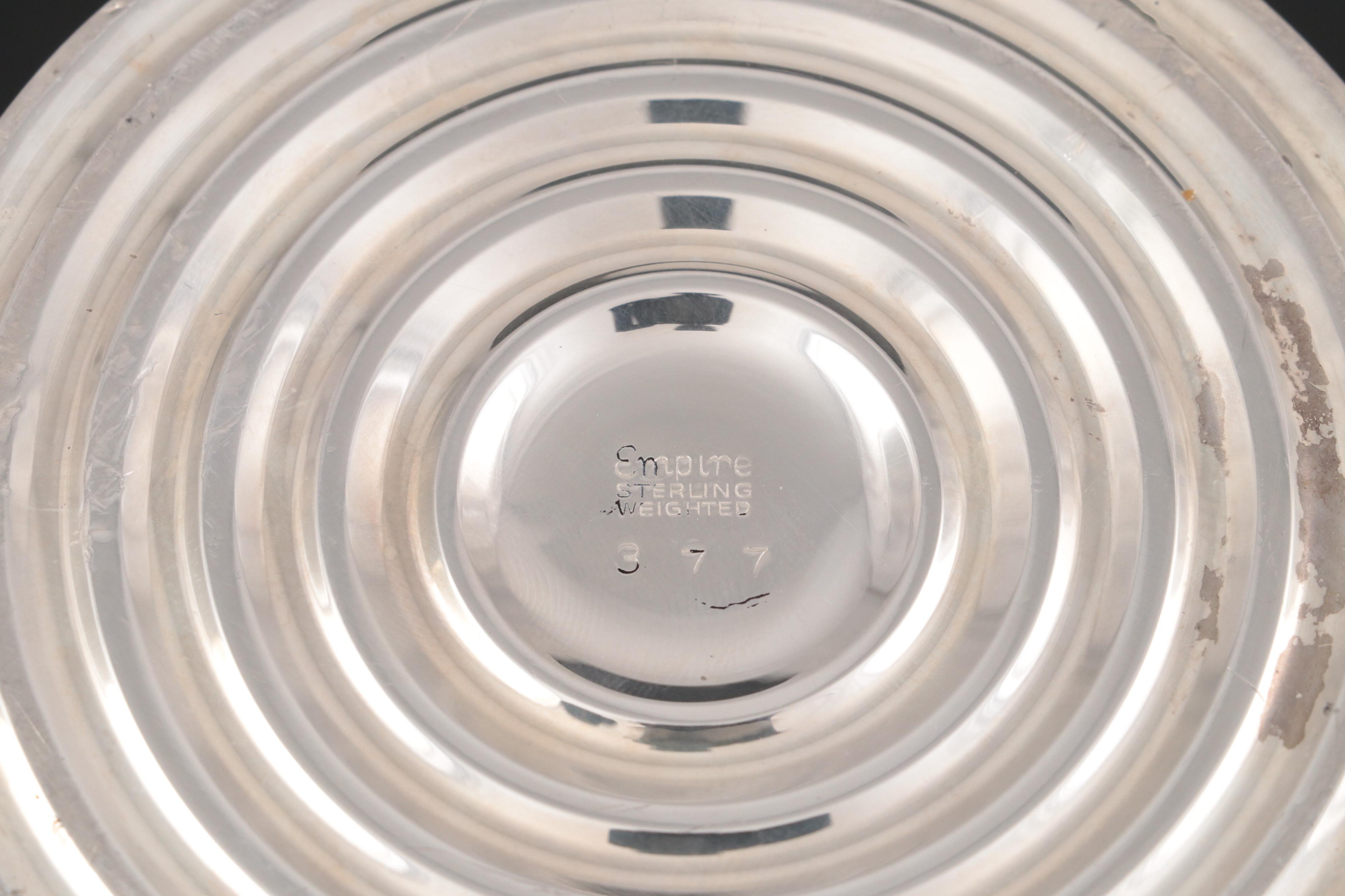 Weighted Sterling Empire Candelabra Pair with Columbia Candle Holders