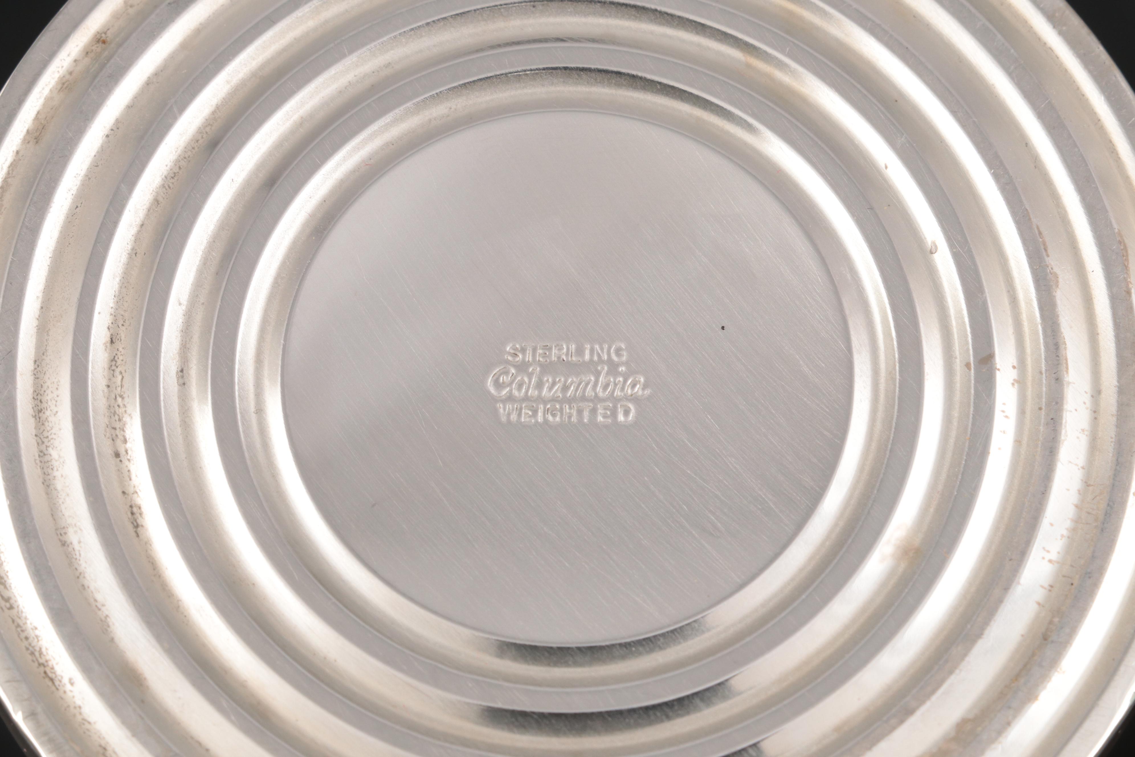 Weighted Sterling Empire Candelabra Pair with Columbia Candle Holders