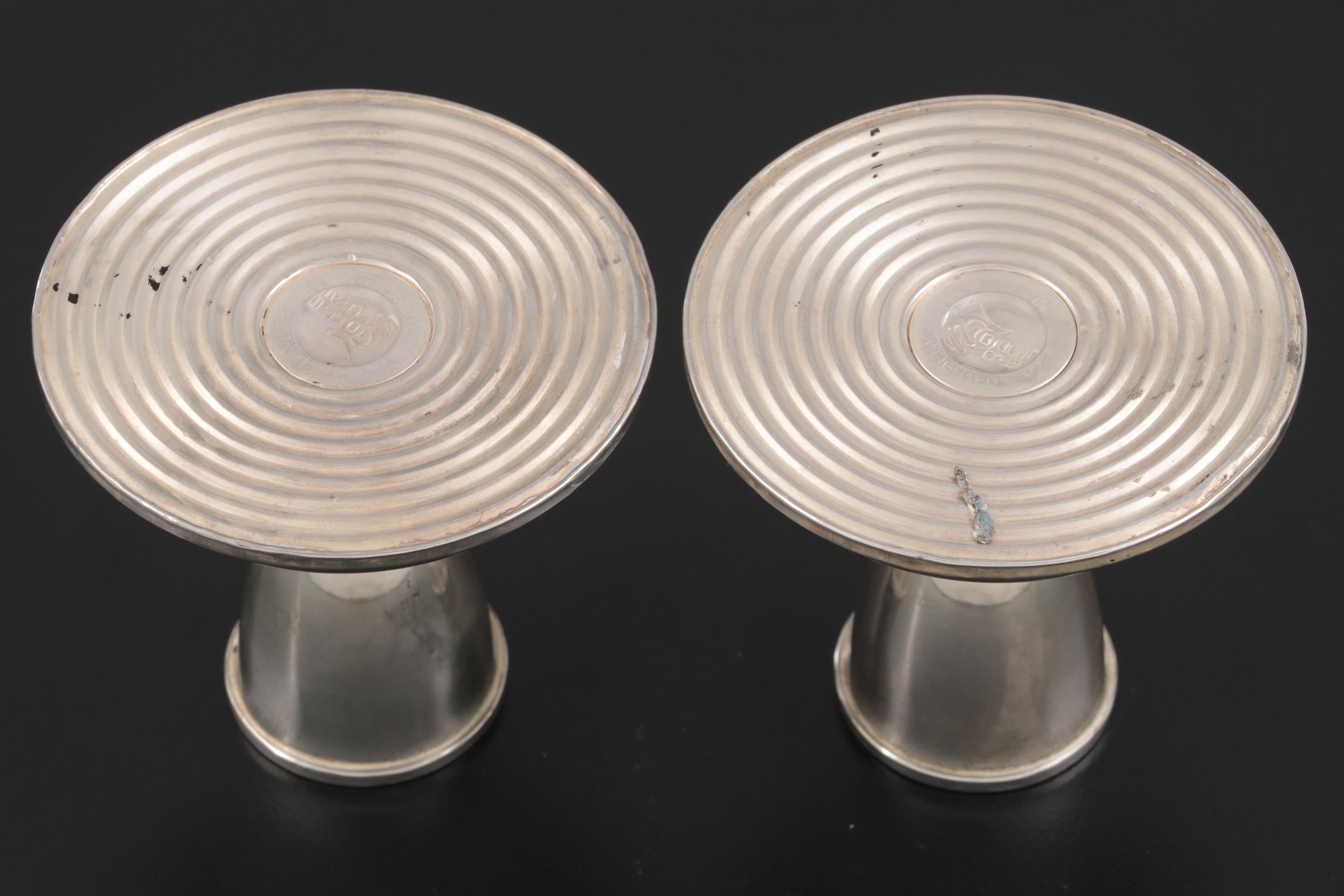 Weighted Sterling Empire Candelabra Pair with Columbia Candle Holders