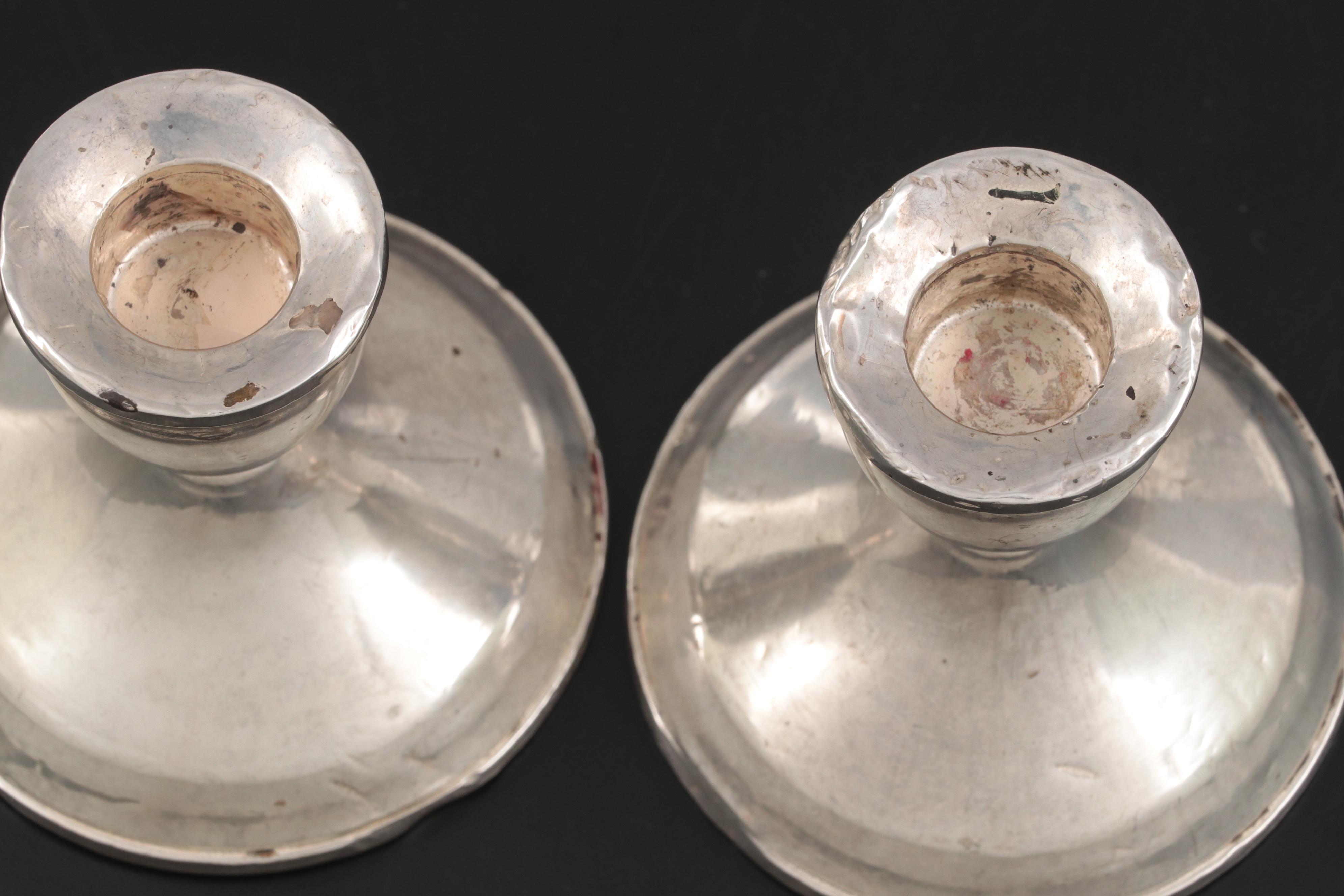 Weighted Sterling Empire Candelabra Pair with Columbia Candle Holders