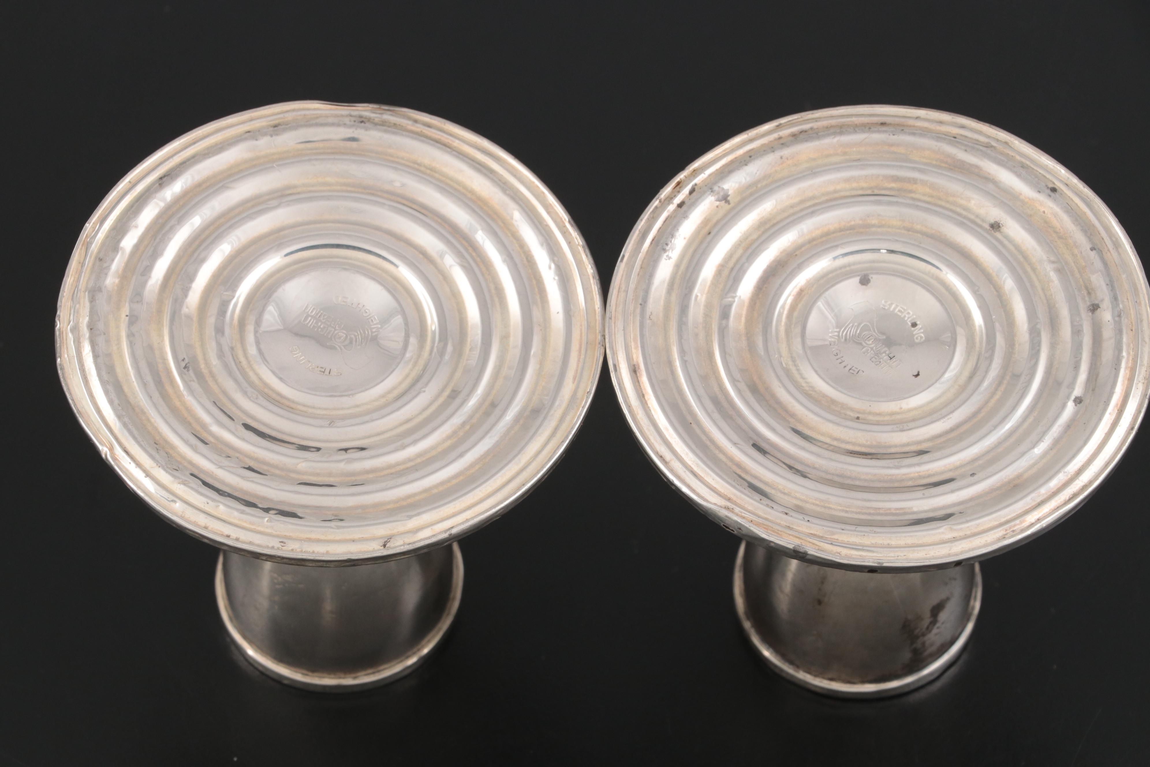 Weighted Sterling Empire Candelabra Pair with Columbia Candle Holders