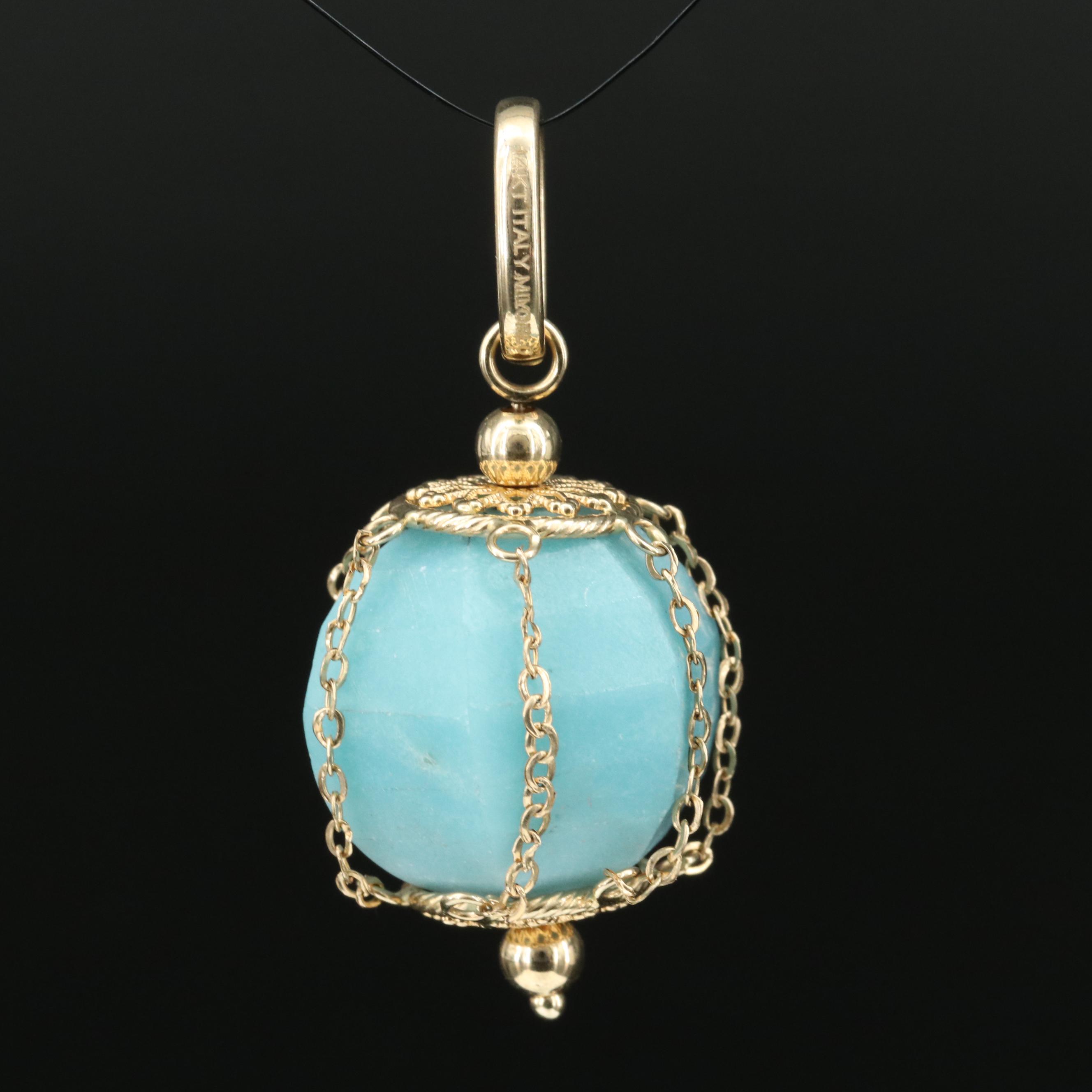 Italian Milor 14K Beryl Pendant