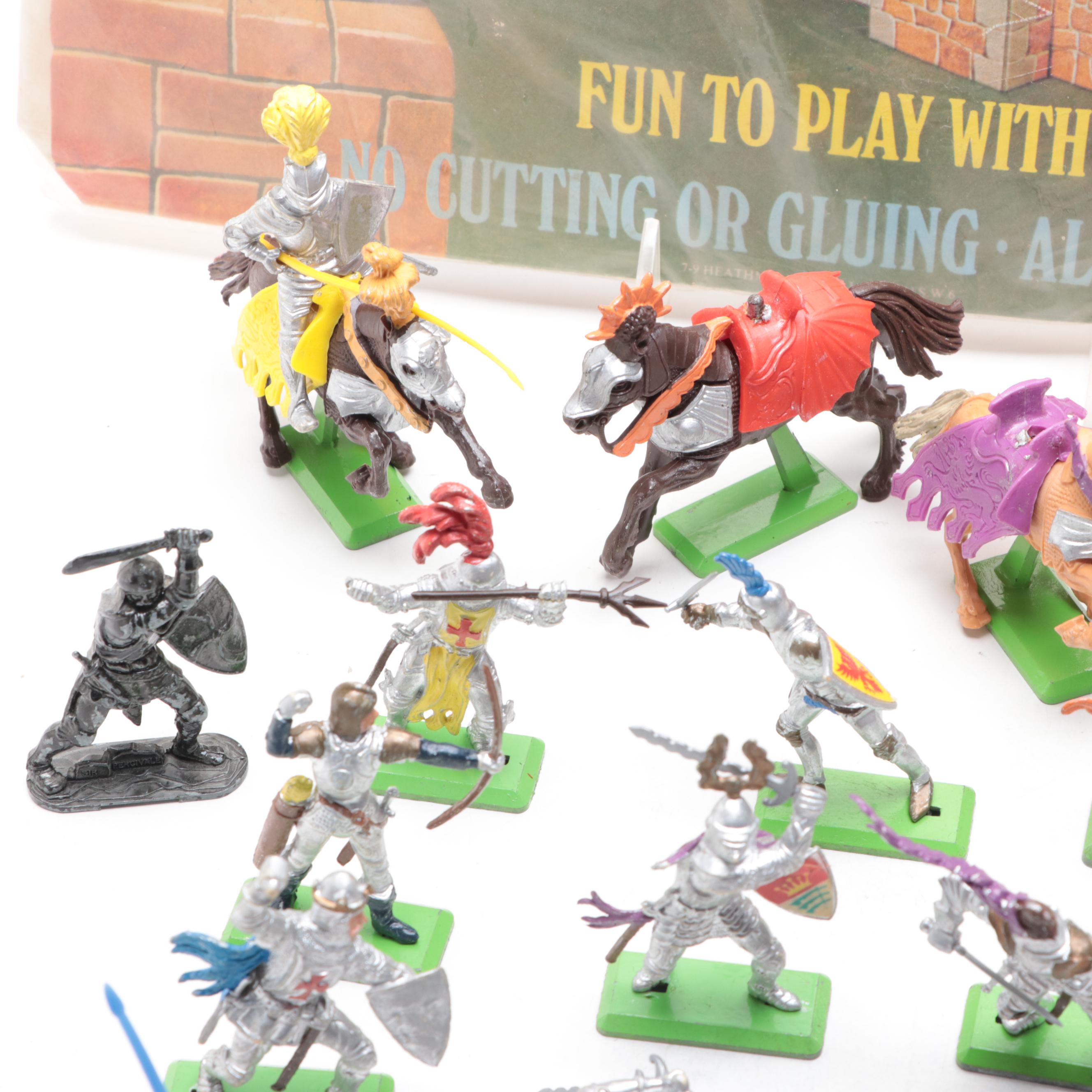 Britains Toy Knights and Horses with Medieval Castle, Mid to late 20th Century